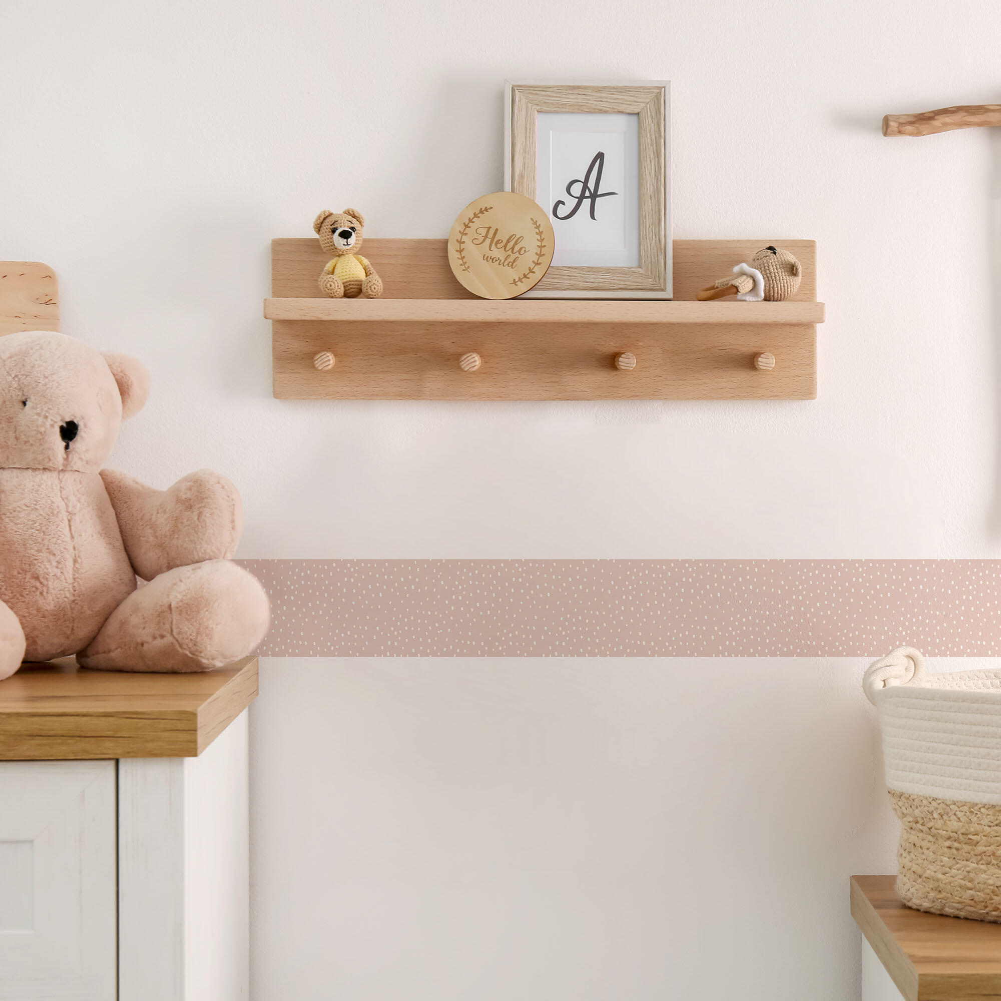 Cenefa adhesiva pvc lavable infantil punts rosa 115 cm x 3 m