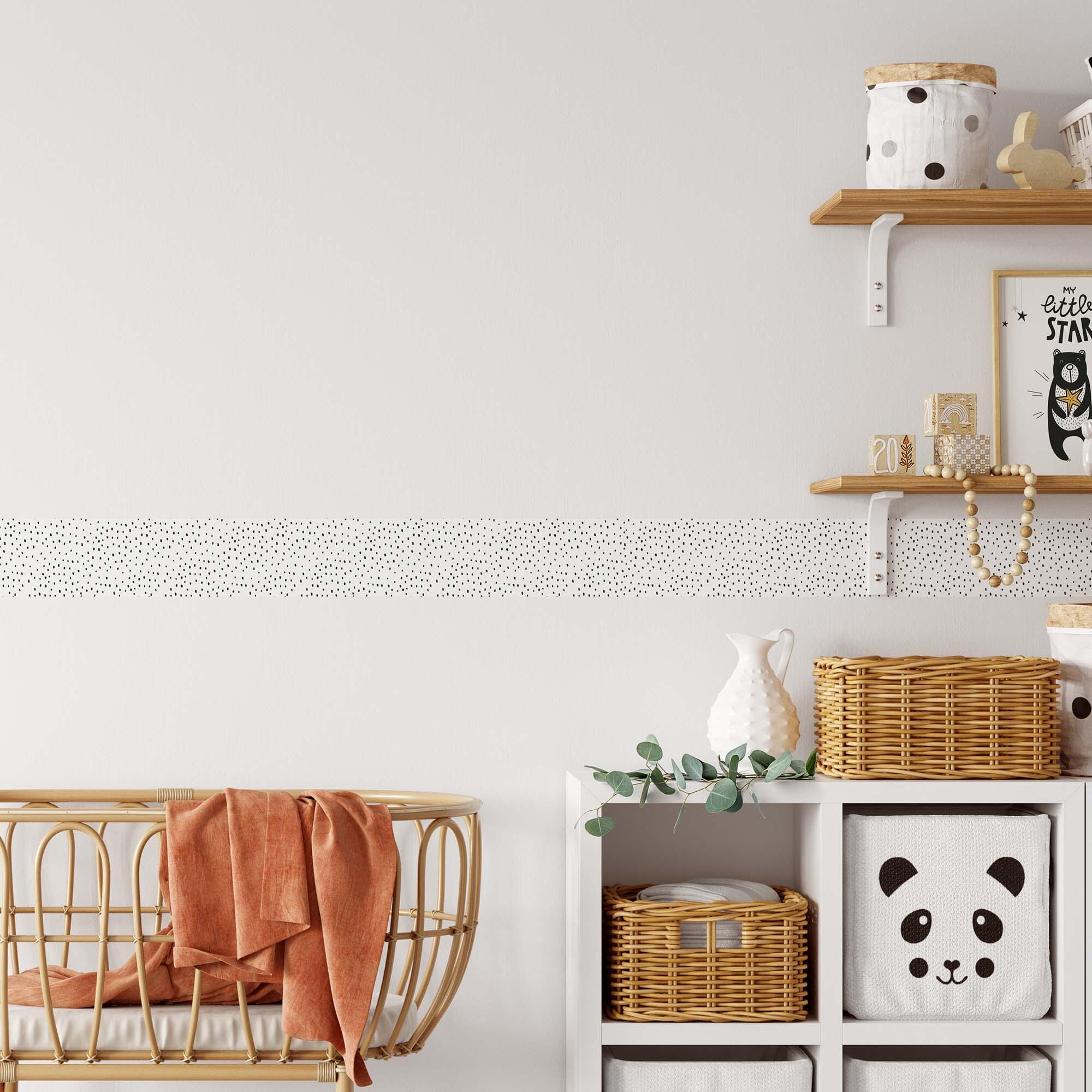 Cenefa adhesiva pvc lavable infantil punts negro 115 cm x 3 m