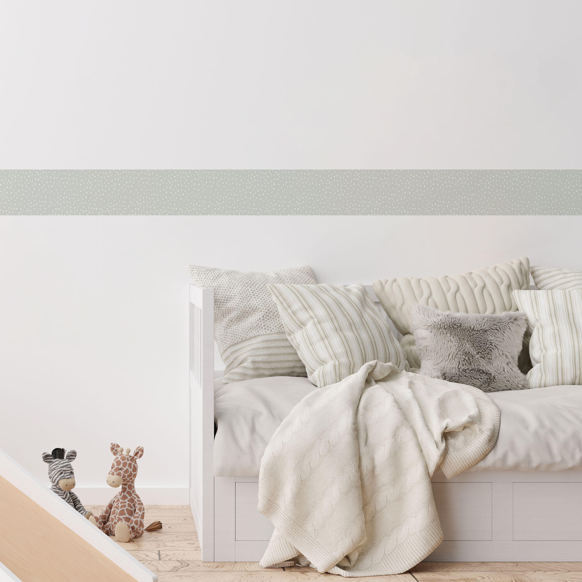 Cenefa adhesiva pvc lavable infantil punts verde 115 cm x 3 m