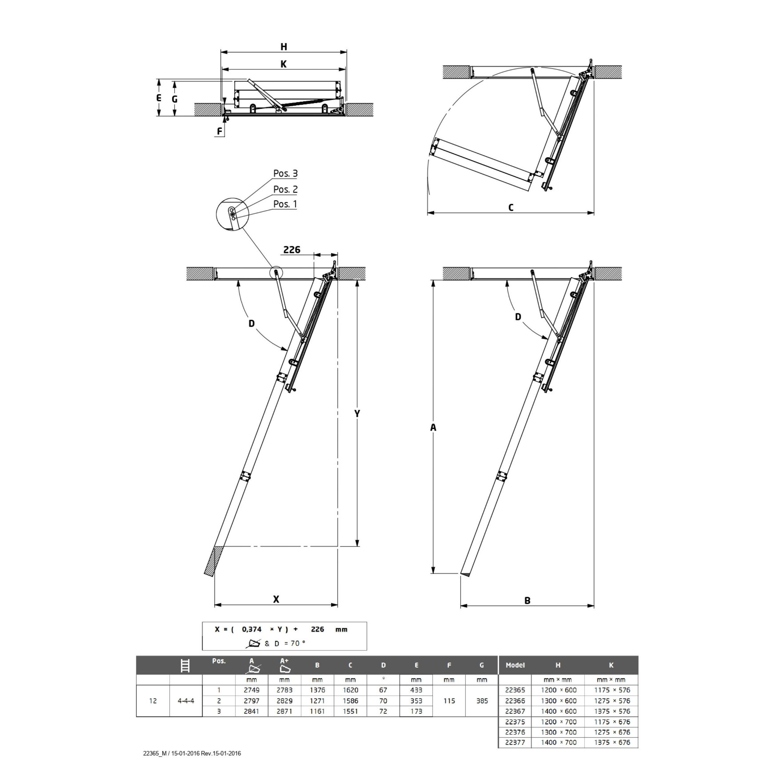 Schody strychowe drewniane EURO ISO 26 120x60 cm 282 cm Dolle - 4
