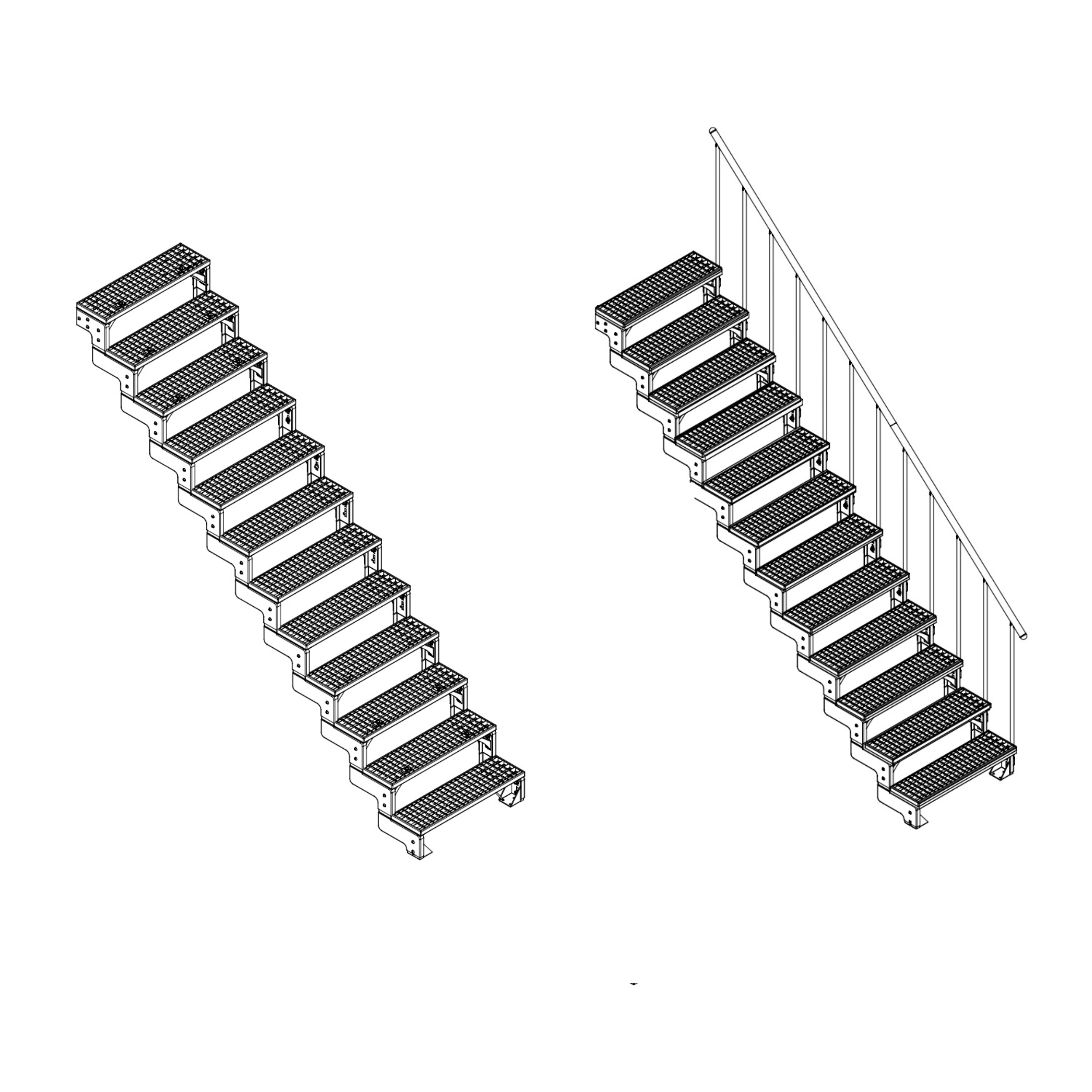 Schody modułowe zewnętrzne proste 4 stopnie krata metalowa Gardentop Dolle - 7