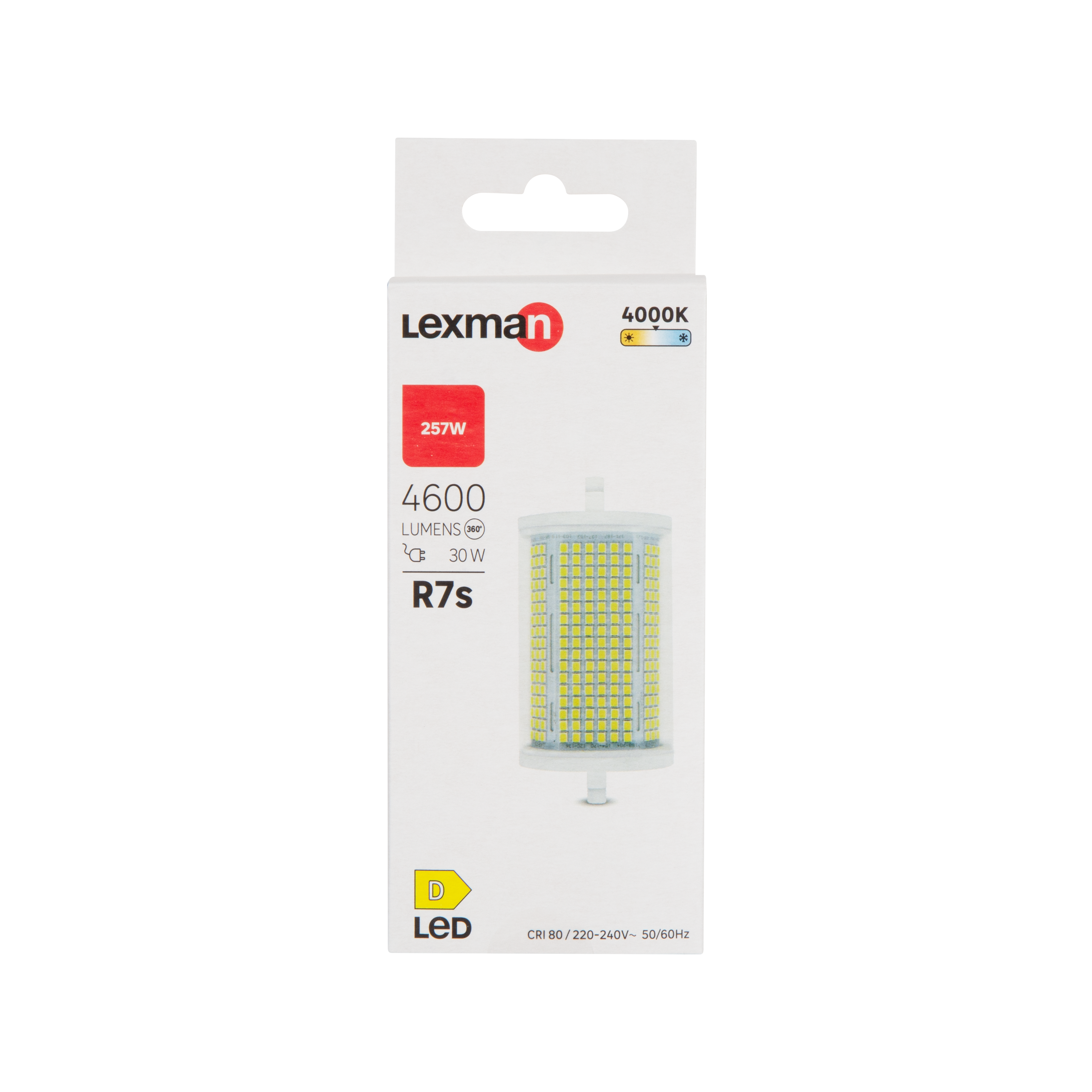 Ampoule led, tube R7S, 118mm, 4600lm = 257W, blanc neutre, LEXMAN - 4