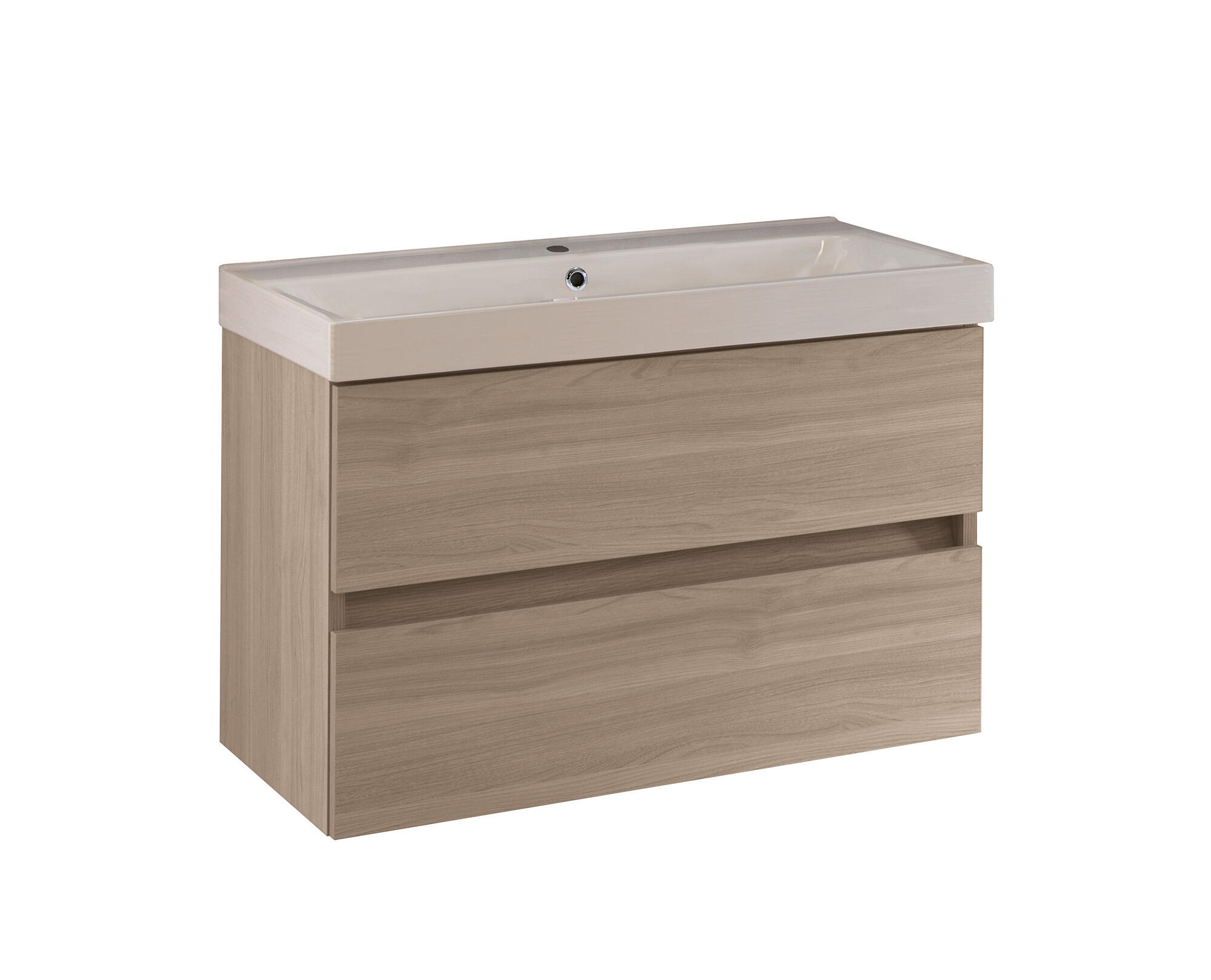 Mobile bagno sospeso con lavabo L 80 x H 57 x P 46 cm olmo rousseau in truciolare 2 cassetti per vasca centrale Kora - 2