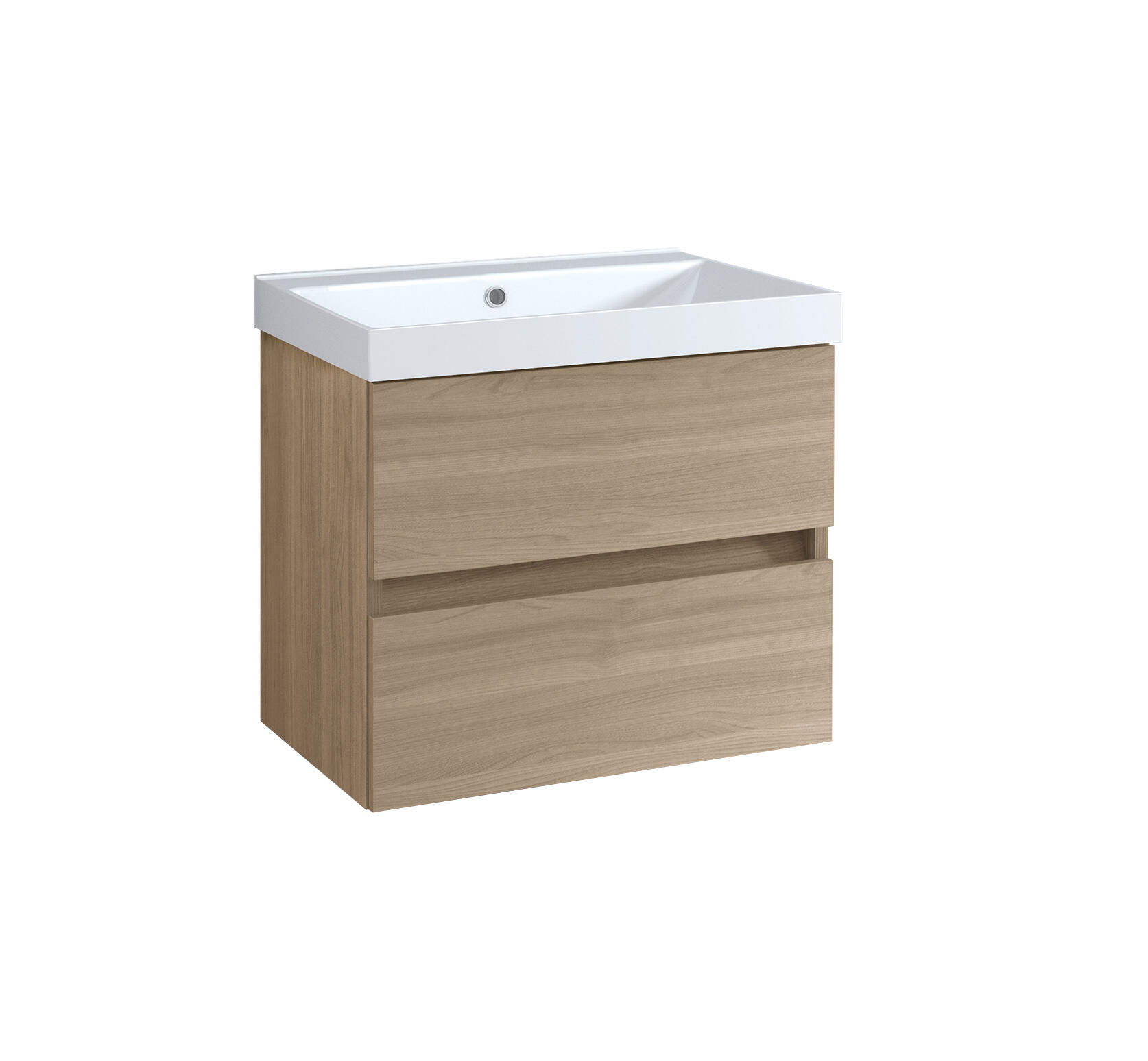 Mobile bagno sospeso con lavabo L 60 x H 57 x P 46 cm olmo rousseau in truciolare 2 cassetti per vasca centrale Kora - 2