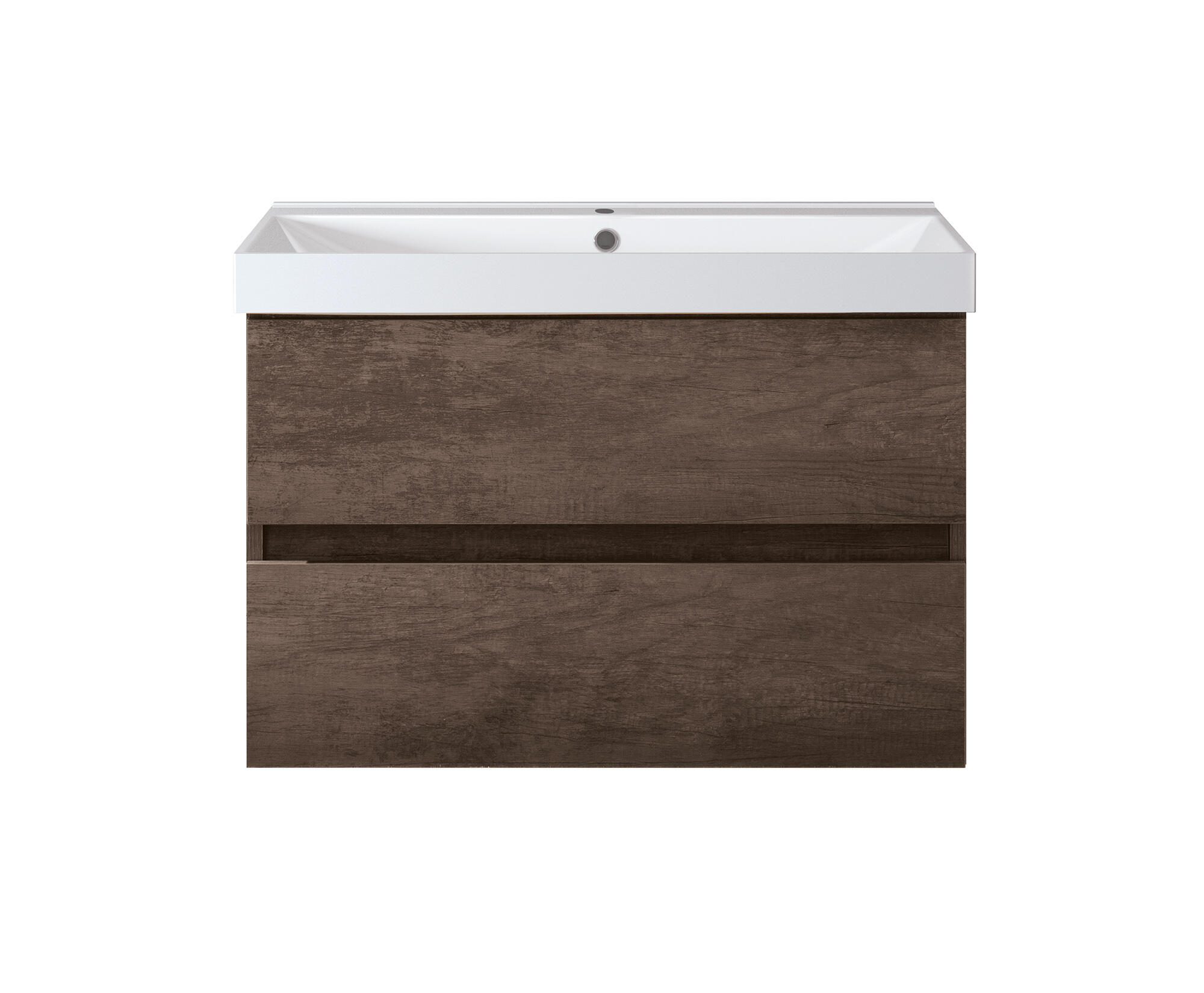 Mobile bagno sospeso con lavabo L 80 x H 57 x P 46 cm rovere scuro in truciolare 2 cassetti per vasca centrale Kora - 2