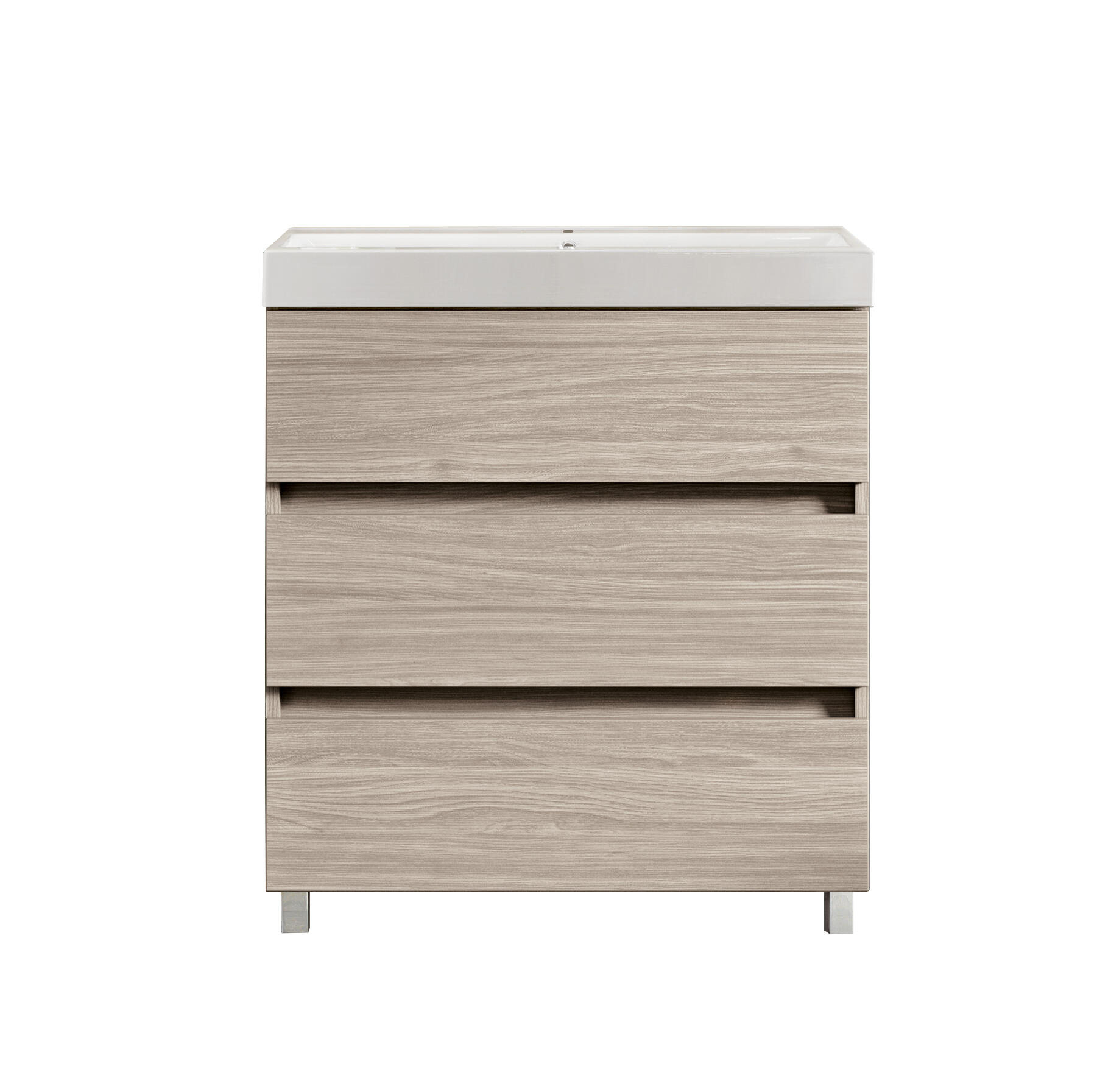 Mobile bagno da terra con lavabo L 80 x H 89 x P 46 cm olmo rousseau 3 cassetti per vasca centrale Kora - 2