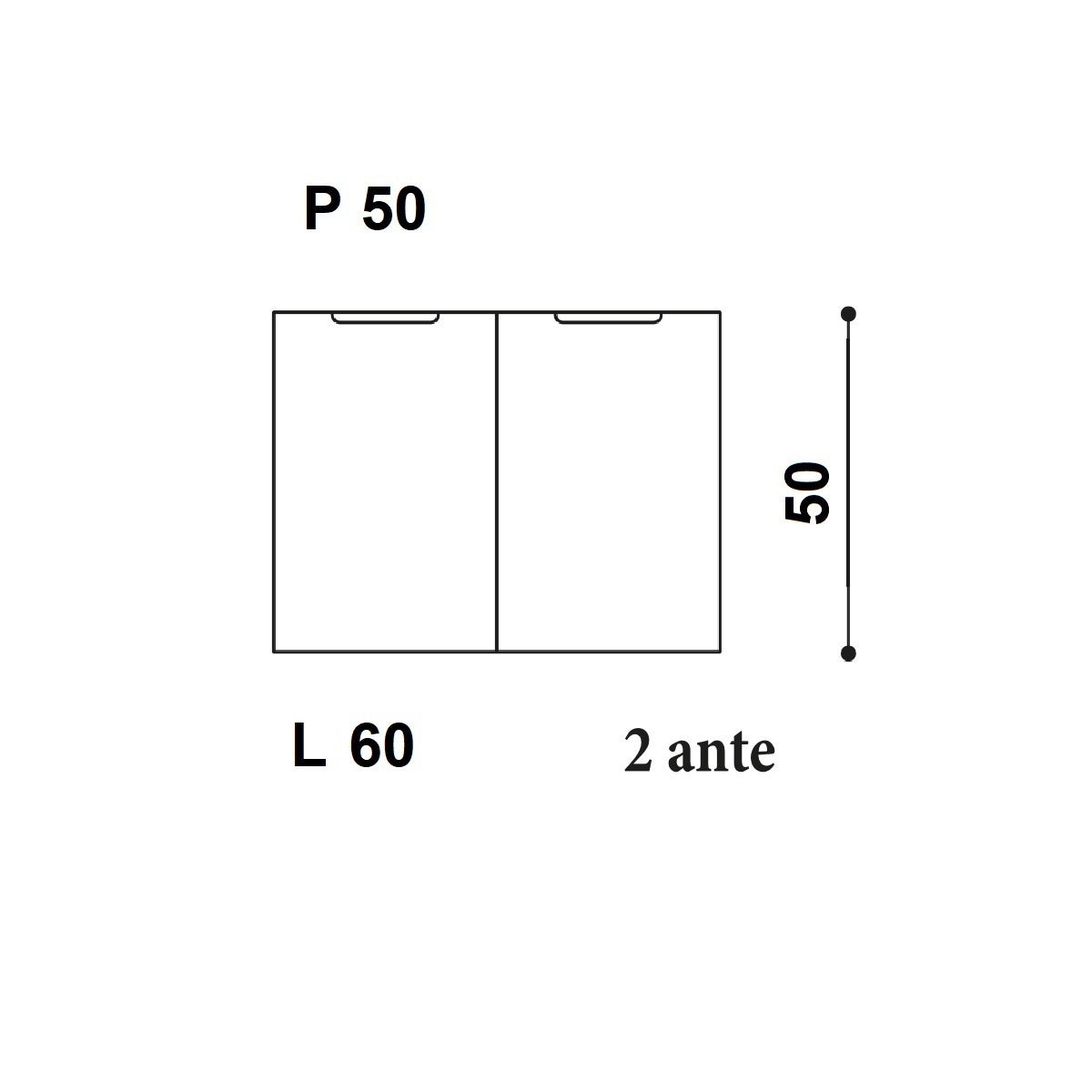 Mobile da bagno sospeso sotto lavabo L 60 x H 50 x P 50 cm bianco, 2 ante Gola - 3