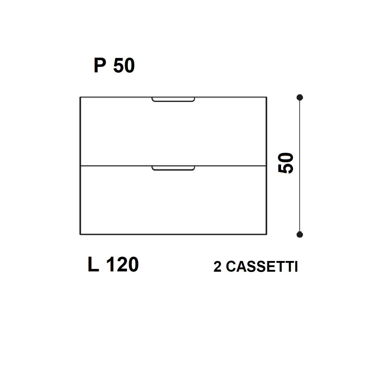 Mobile da bagno sospeso sotto lavabo L 120 x H 50 x P 50 cm bianco, 2 cassetti Gola - 2