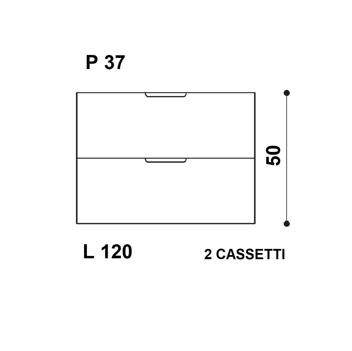 Mobile da bagno sospeso sotto lavabo L 120 x H 50 x P 37 cm bianco, 2 cassetti Gola - 2