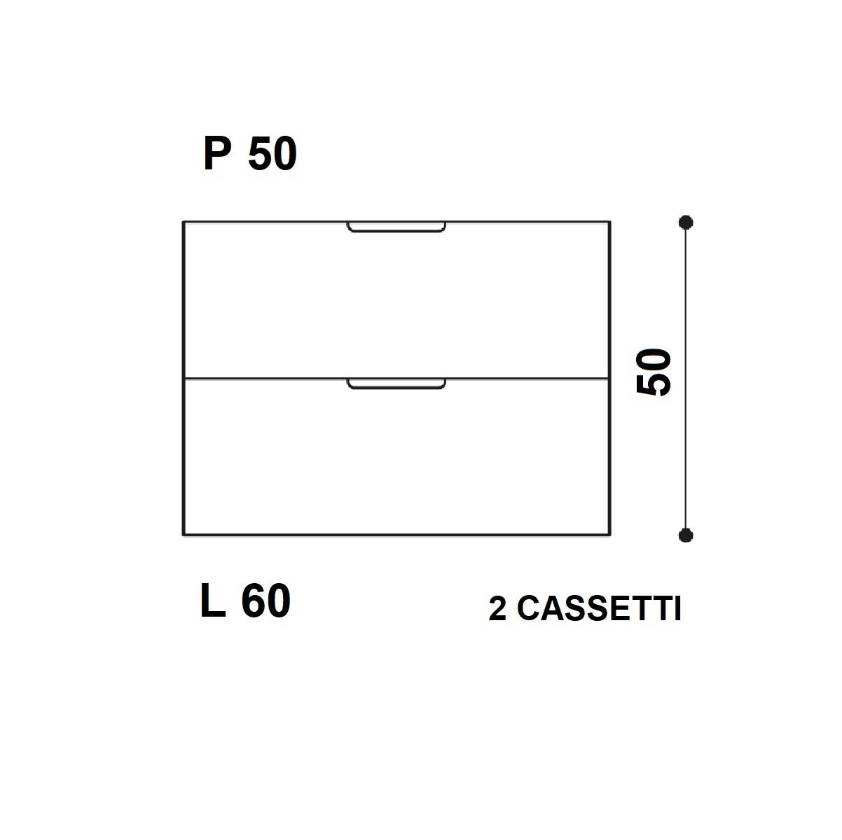 Mobile da bagno sospeso sotto lavabo L 60 x H 50 x P 50 cm bianco, 2 cassetti Gola - 3
