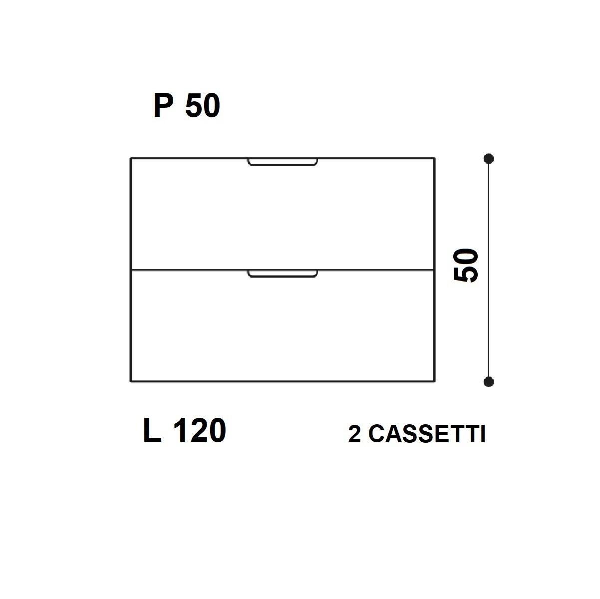 Mobile da bagno sospeso sotto lavabo Gola L 120 x H 50 x P 50 cm rovere lucido, 2 cassetti - 2