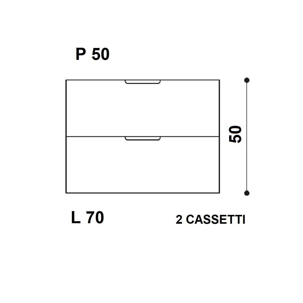 Mobile da bagno sospeso sotto lavabo L 70 x H 50 x P 50 cm bianco, 2 cassetti, 2 ante Gola - 2