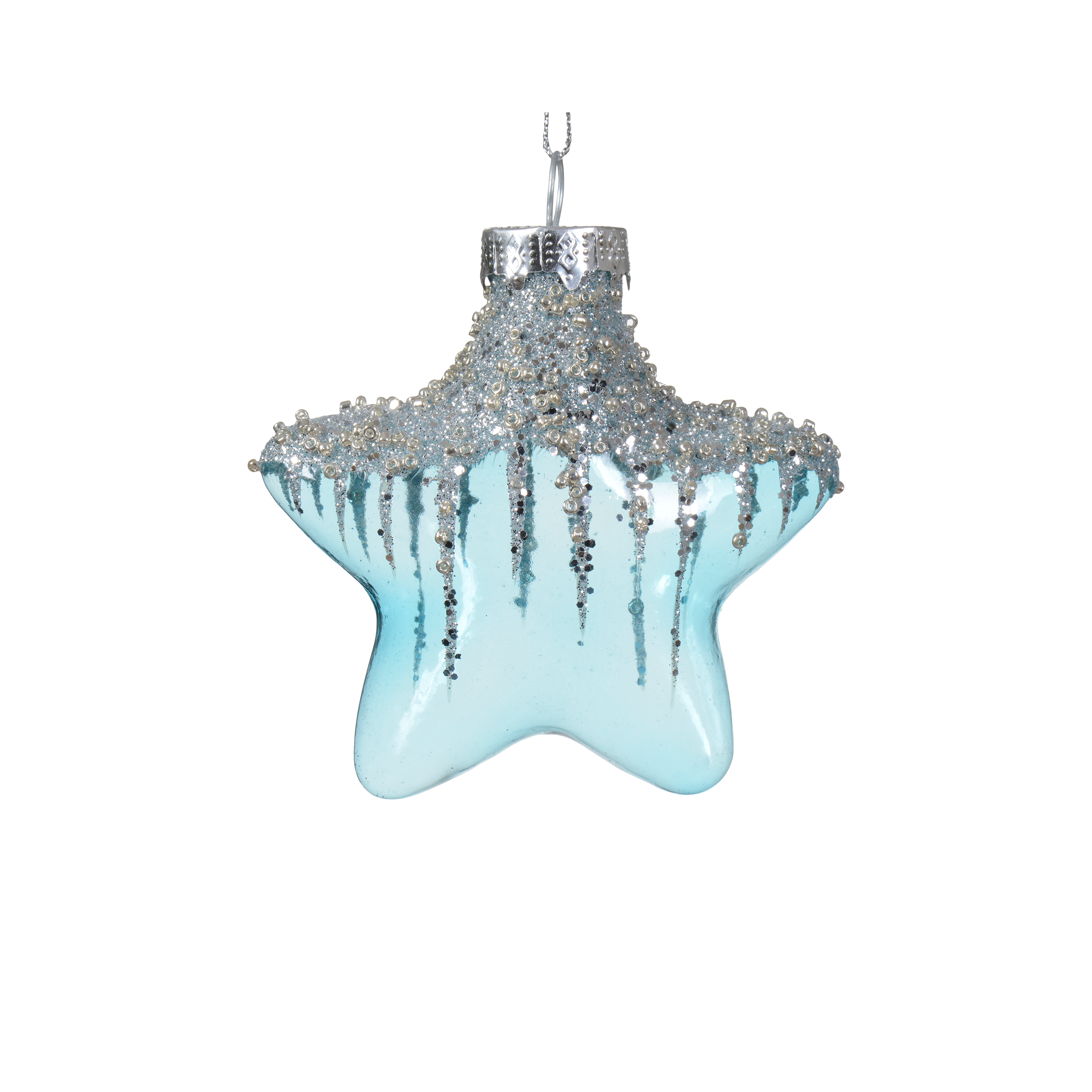 Bombki szklane 11.8cm niebieskie gwiazdki - 4