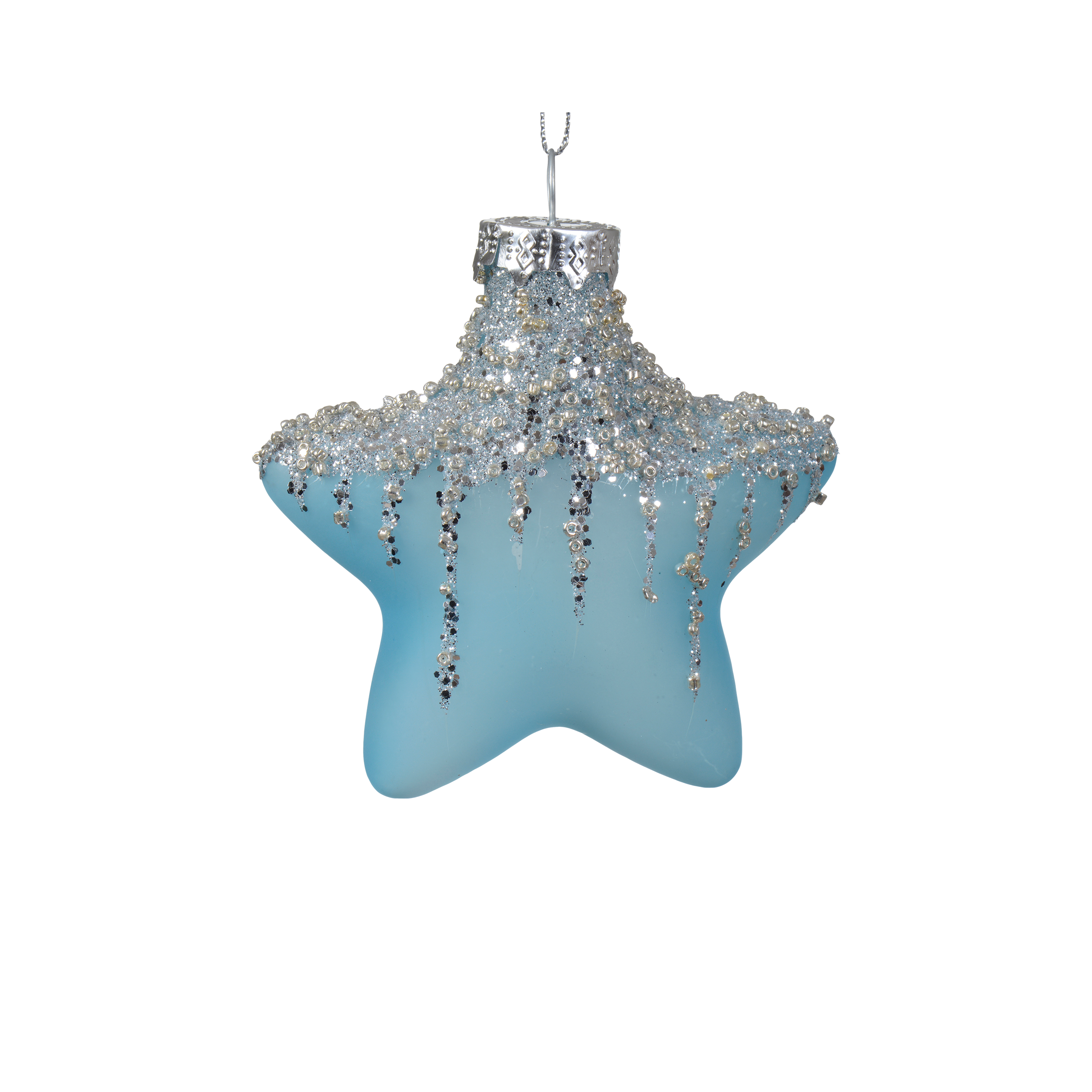 Bombki szklane 11.8cm niebieskie gwiazdki - 3