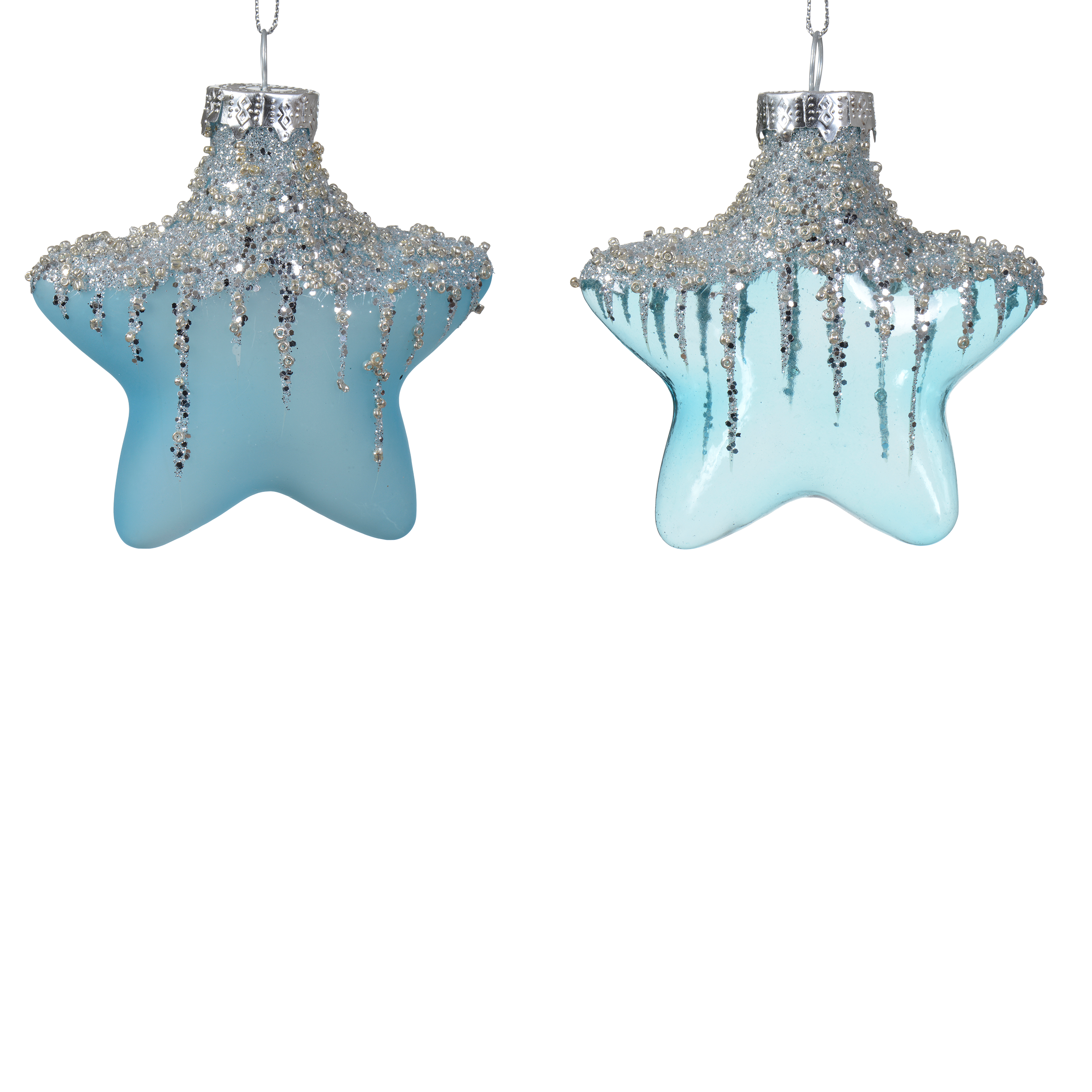 Bombki szklane 11.8cm niebieskie gwiazdki - 2