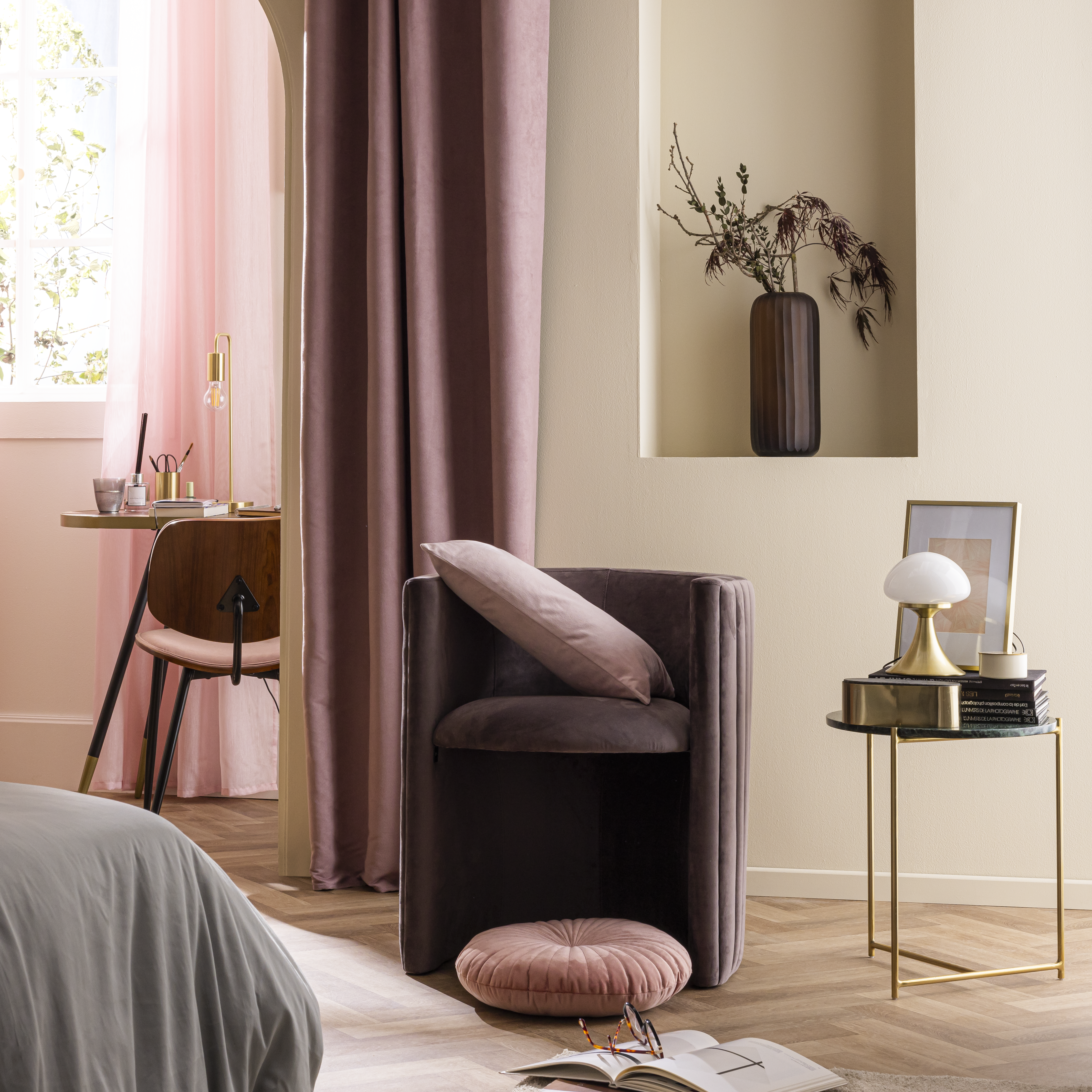 Cortinado ilhós New Manchester 140x280cm rosa Inspire - 21