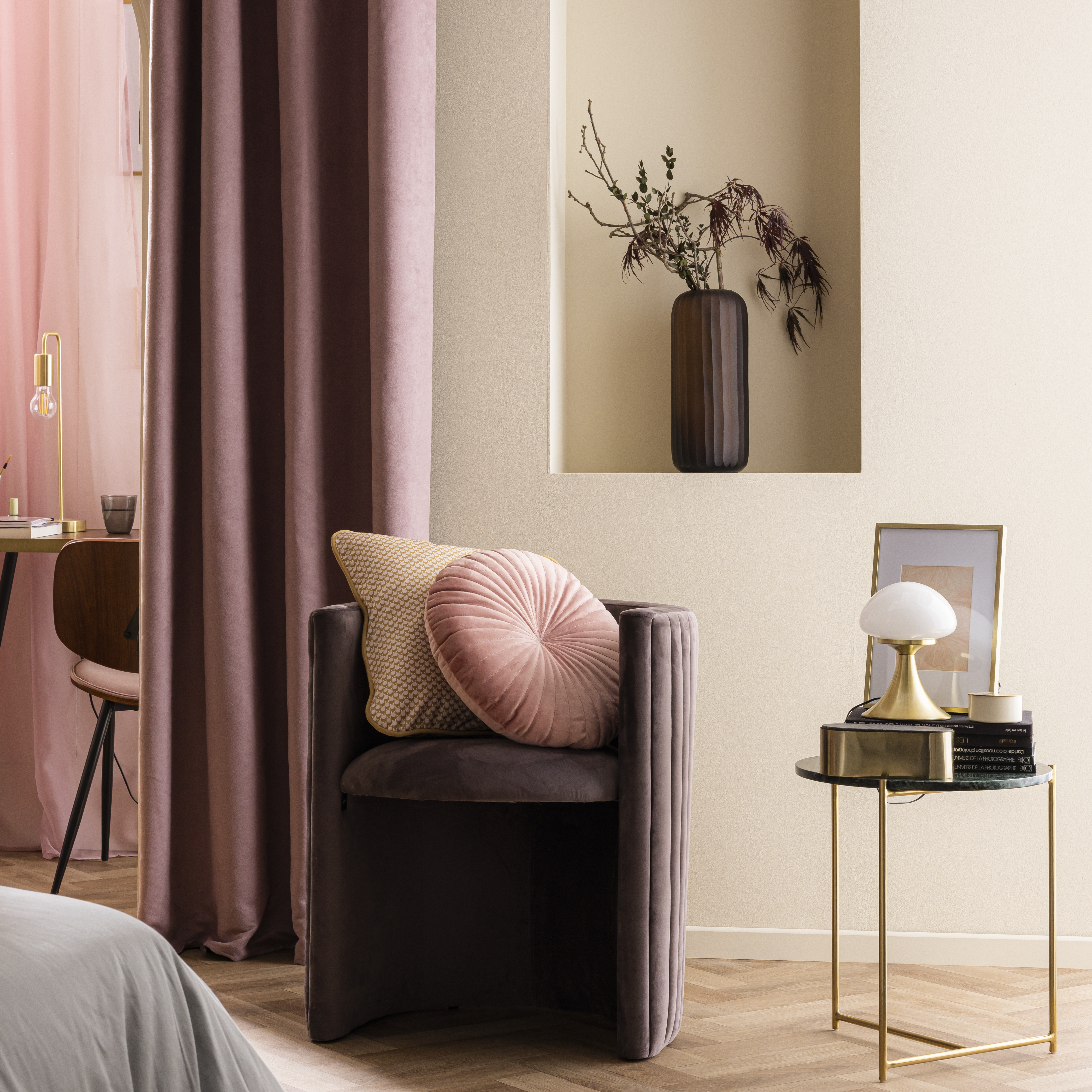 Cortinado ilhós New Manchester 140x280cm rosa Inspire - 20