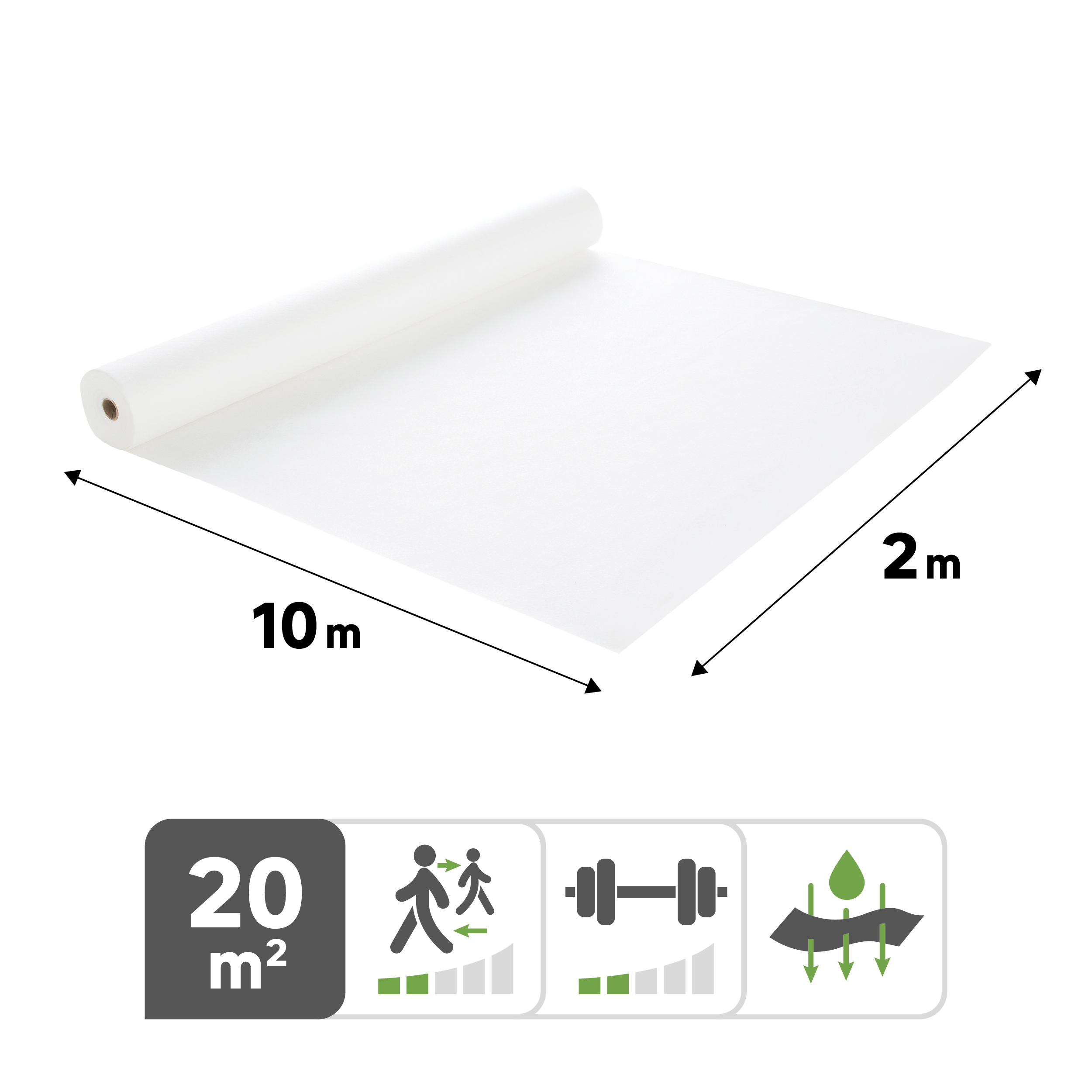 Géotextile AXTON blanc 100g/m², 2x10m - 2