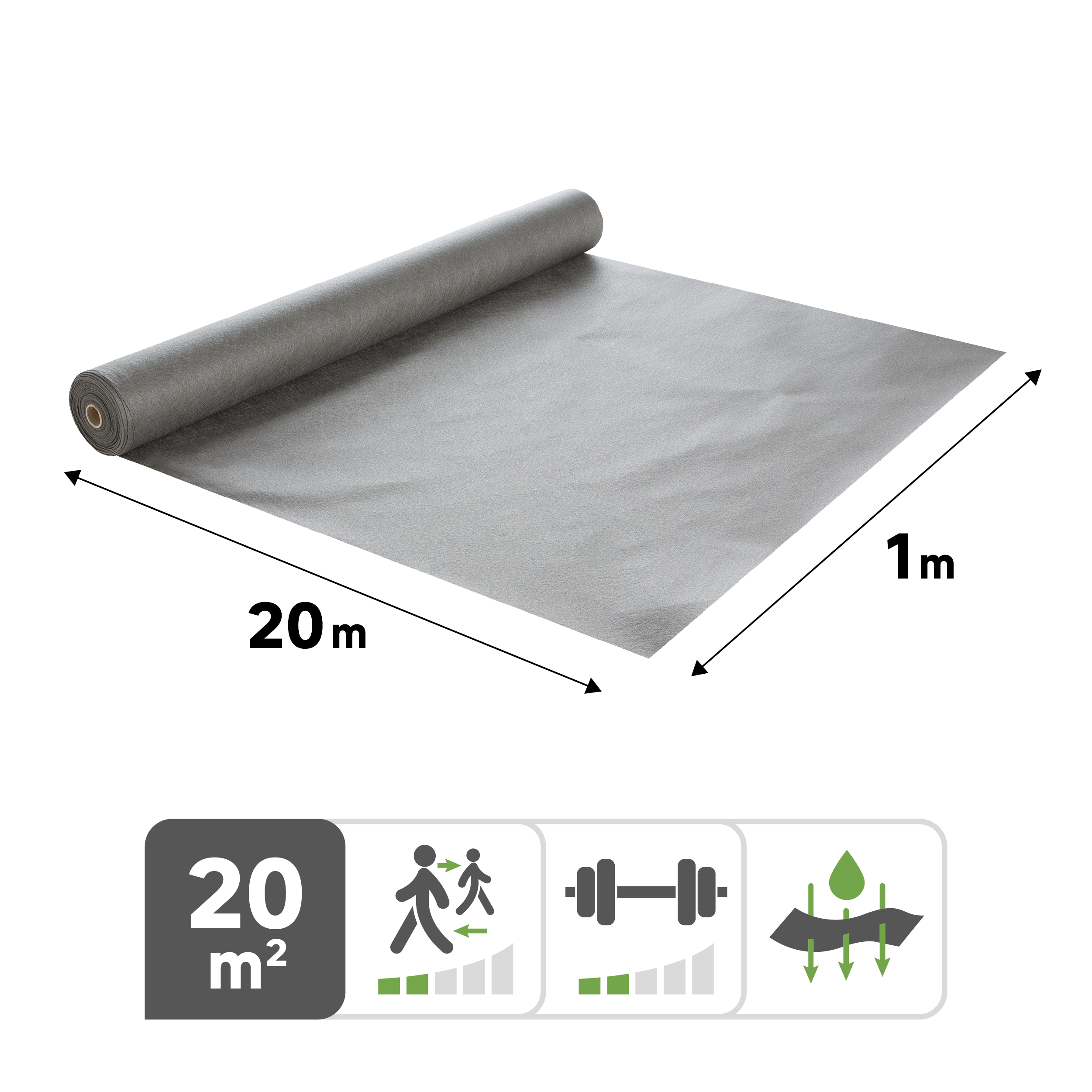 Géotextile AXTON, gris, 100g/m², 1x20m - 2