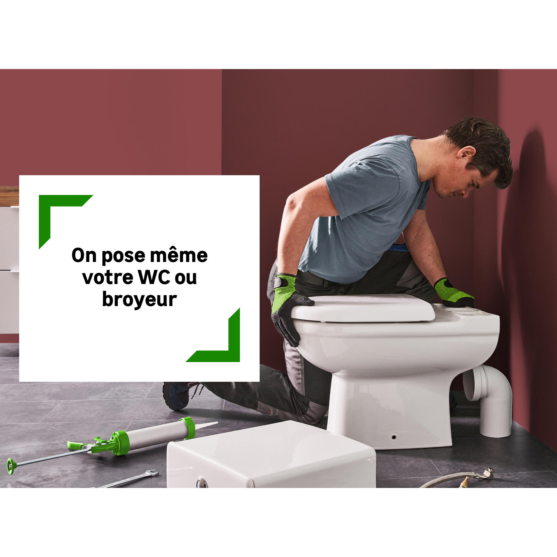 Pose et installation de WC a poser ou broyeur Leroy Merlin