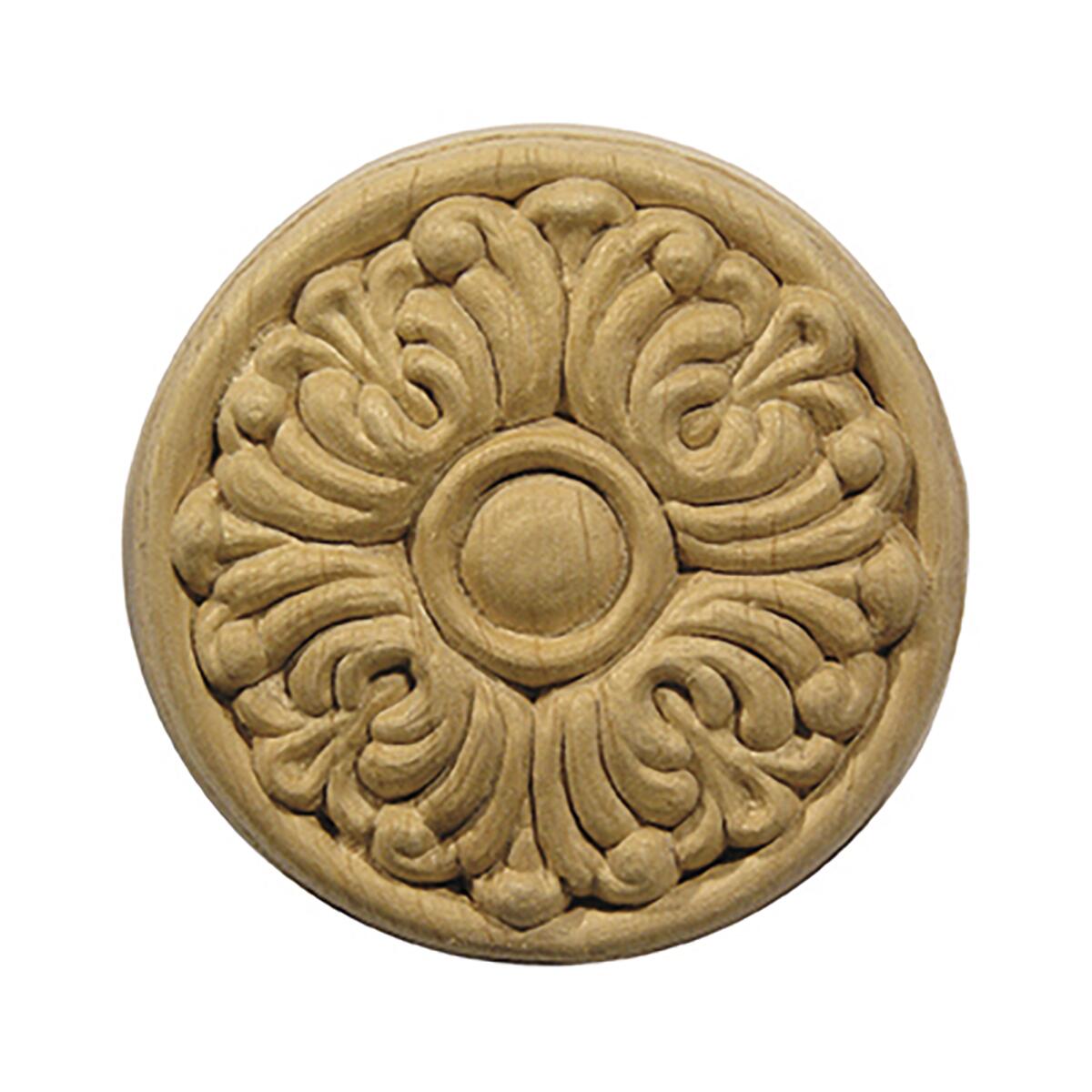 Fregio in ayous grezzo decoro floreale 50 x Ø 50 mm, 2 pezzi - 2