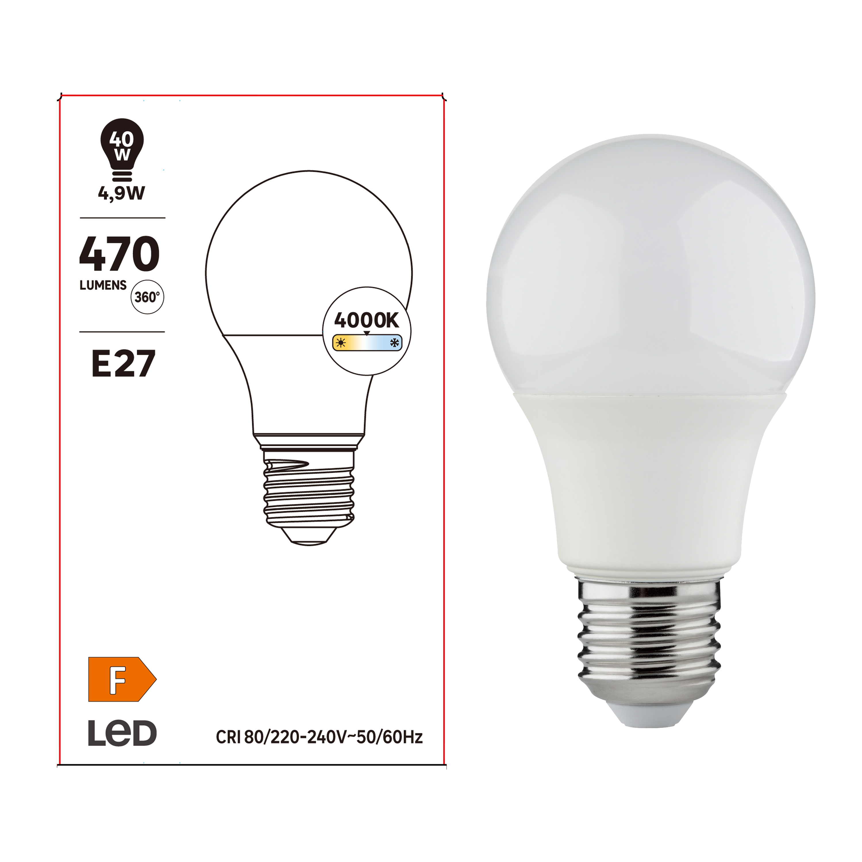 Żarówka LED E27 4,9 W 470 lm Neutralna biel - 6