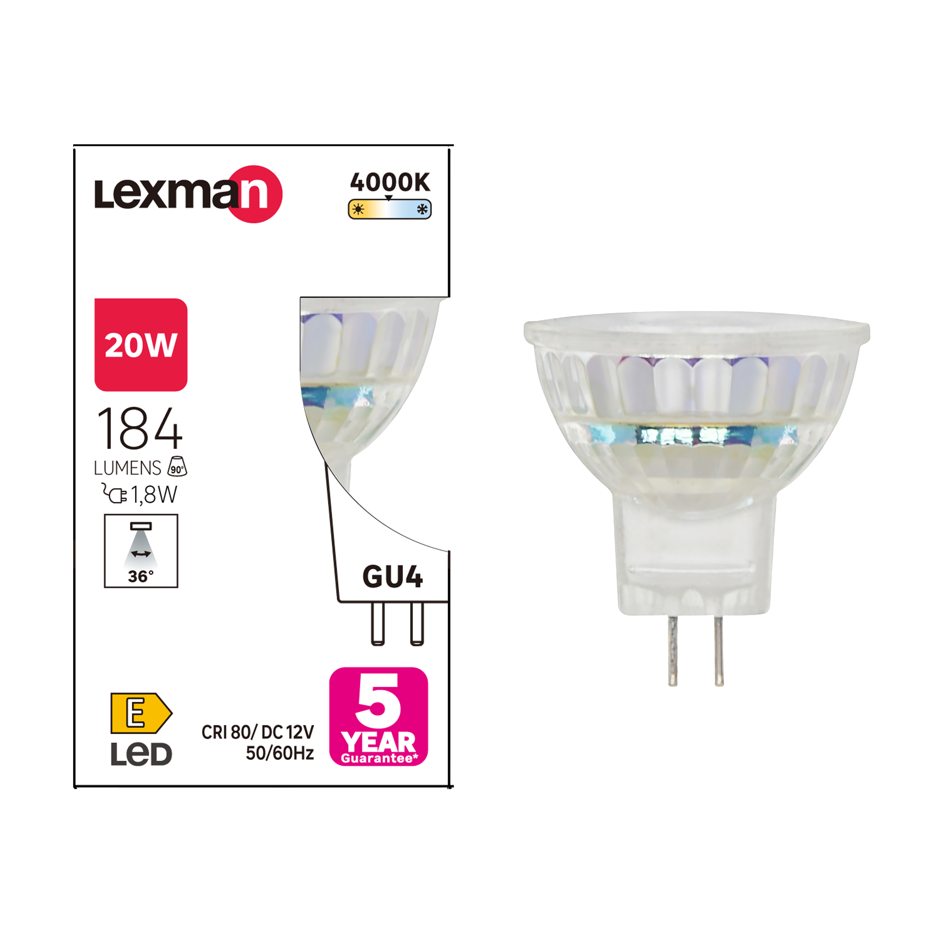 Żarówka LED GU4 1,8 W 184 lm Neutralna biel Lexman - Leroy Merlin