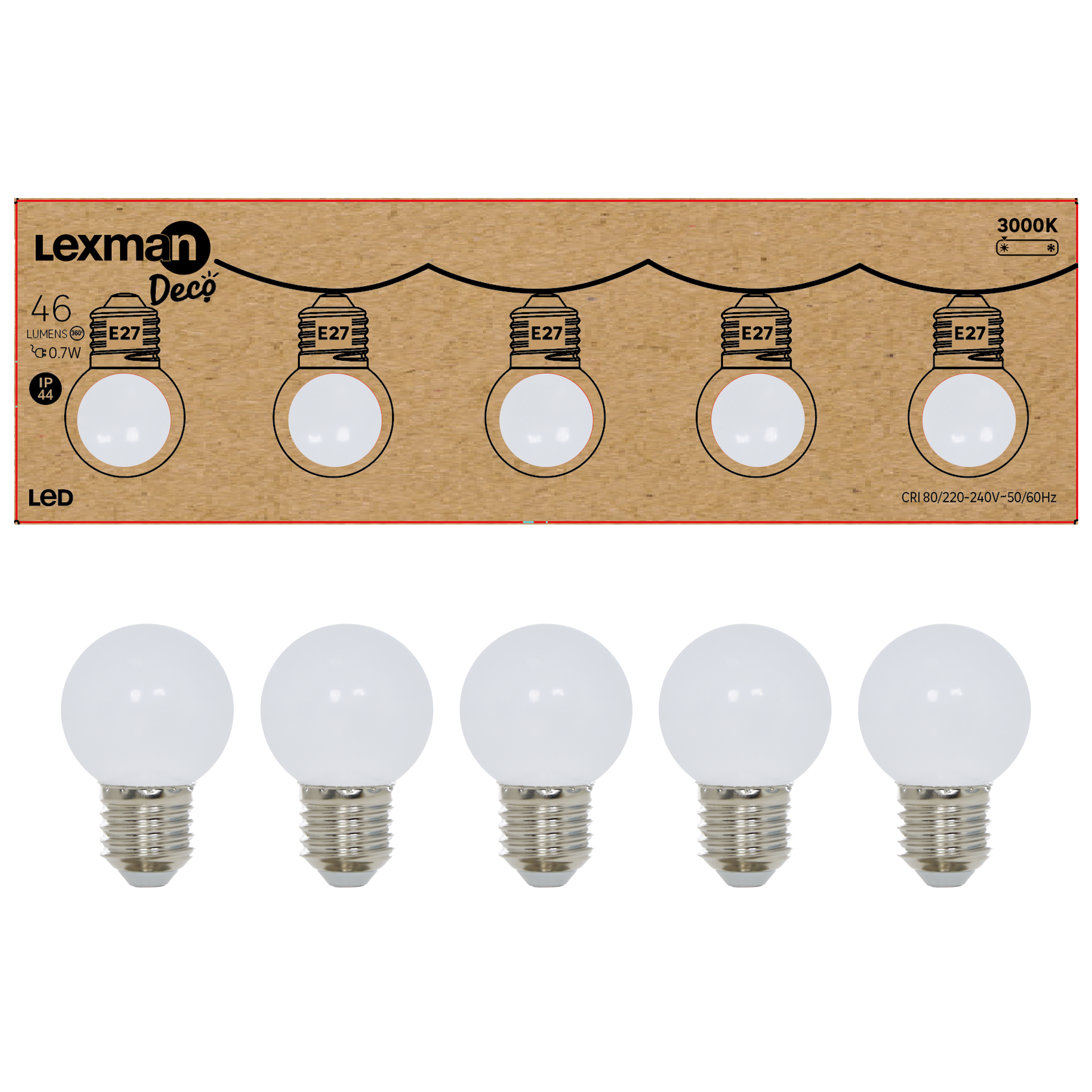 Żarówka LED 5 szt. E27 0,7 W 46 lm Ciepła biel IP44 Lexman