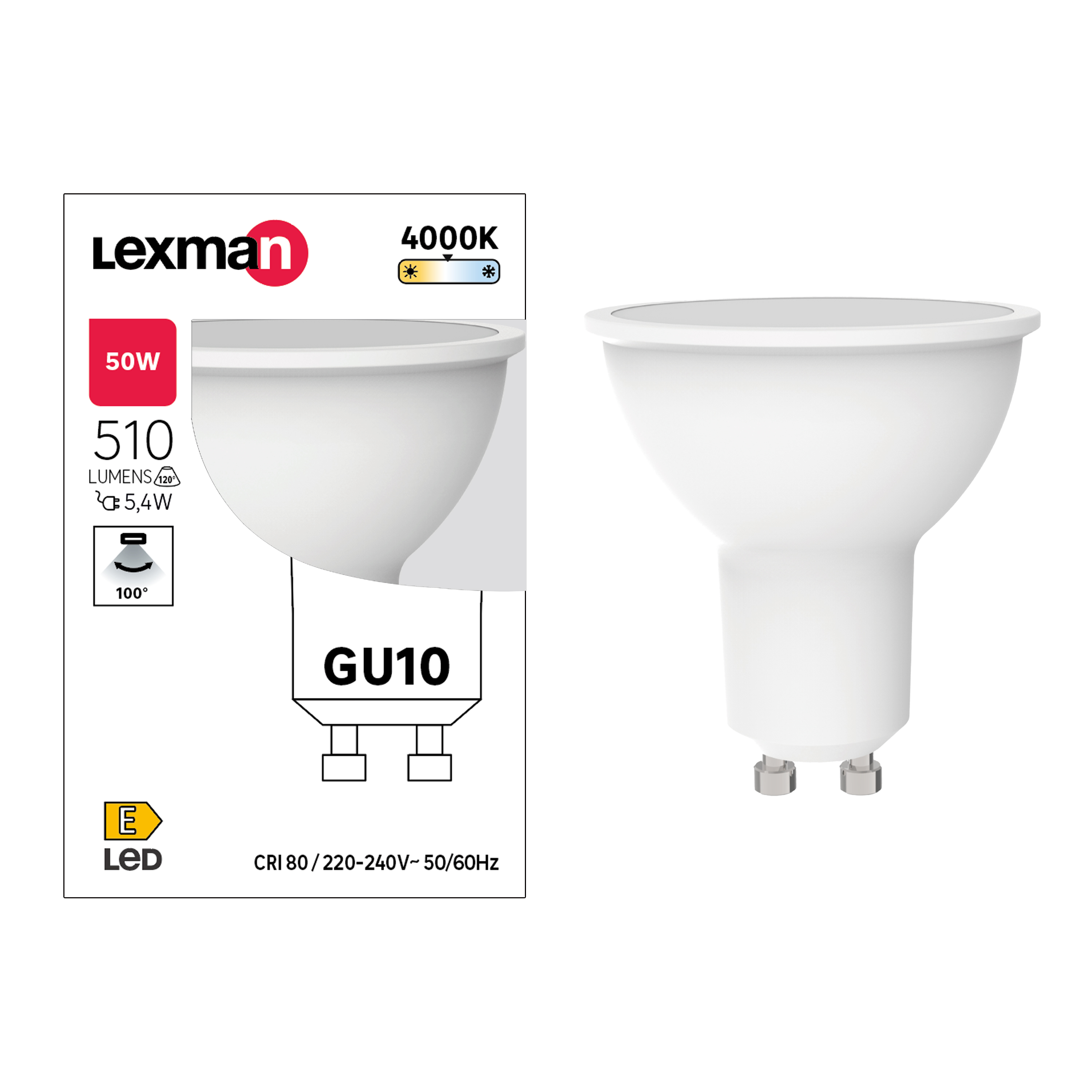 Żarówka LED GU10 5,4 W = 50 W 510 lm Neutralna biel Lexman - 2