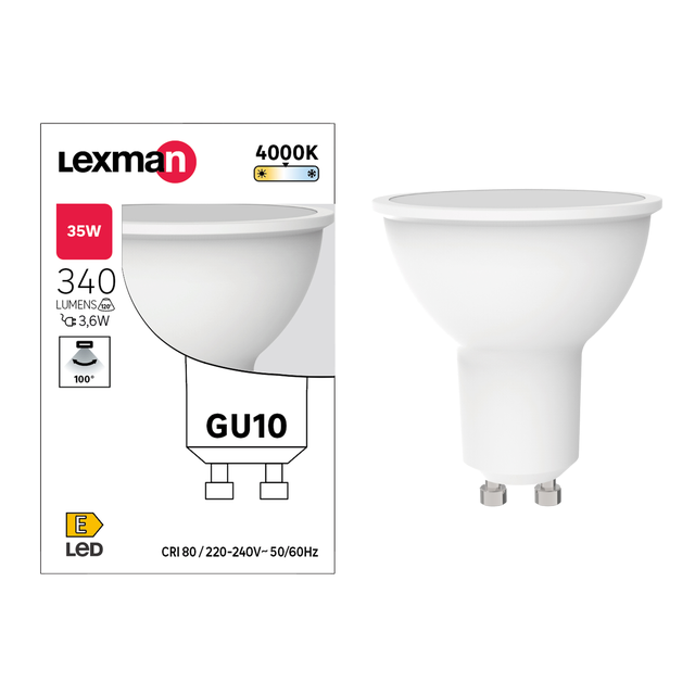 Żarówka LED GU10 3,6 W = 35 W 340 lm Neutralna biel Lexman