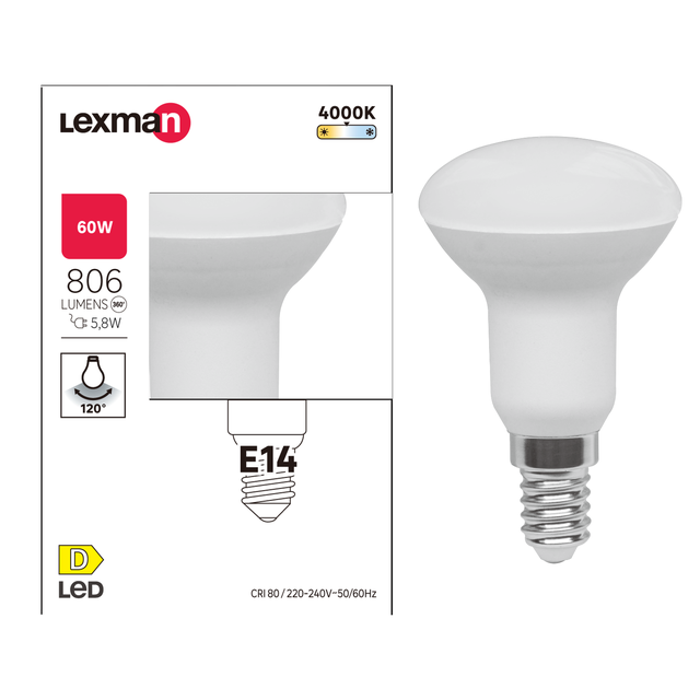 Żarówka LED E14 5,8 W 806 lm Neutralna biel Lexman
