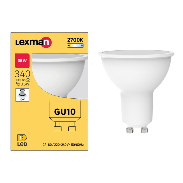 Żarówka LED GU10 3,6 W = 35 W 340 lm Ciepła biel Lexman