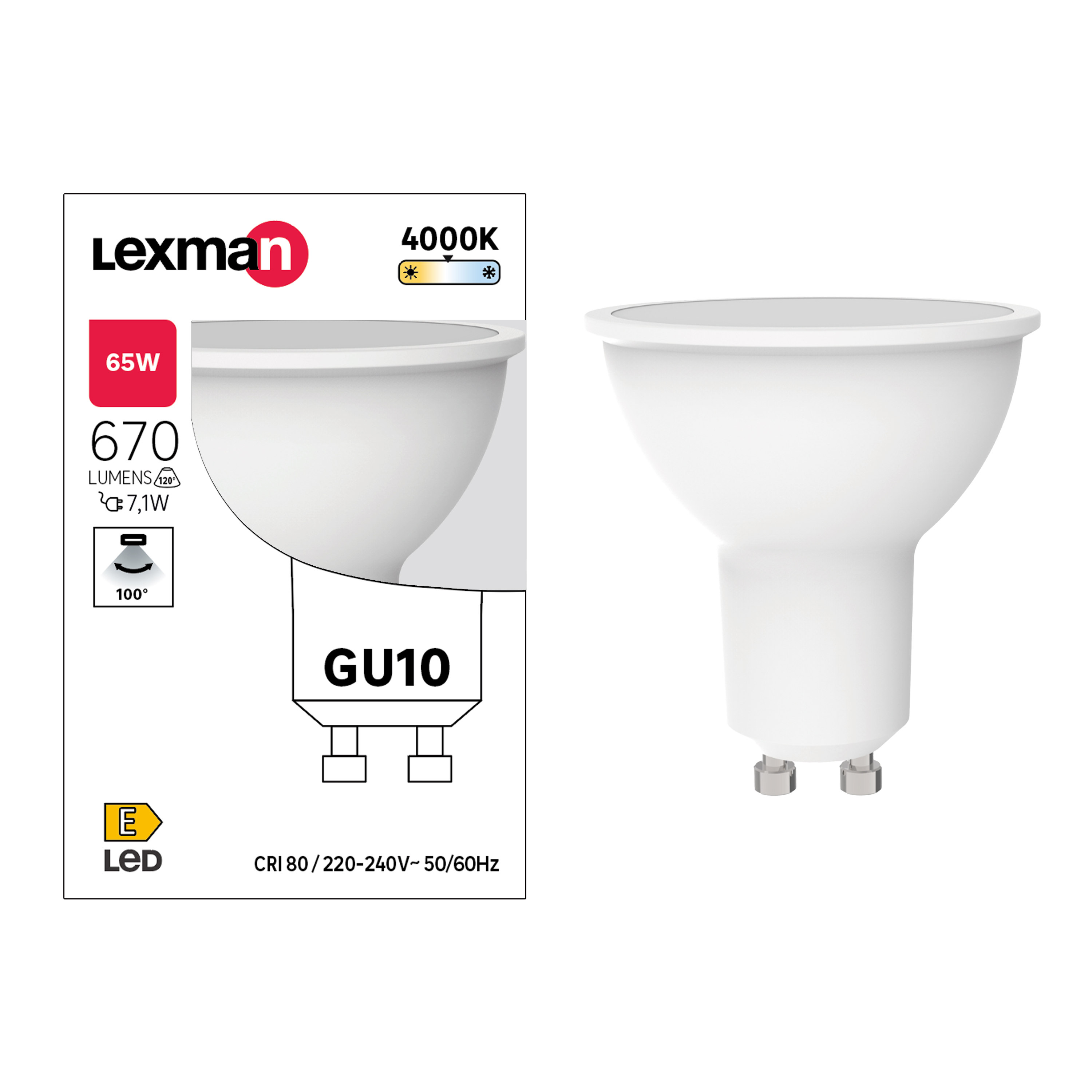 Żarówka LED GU10 7,1 W 670 lm Neutralna biel Lexman - 2