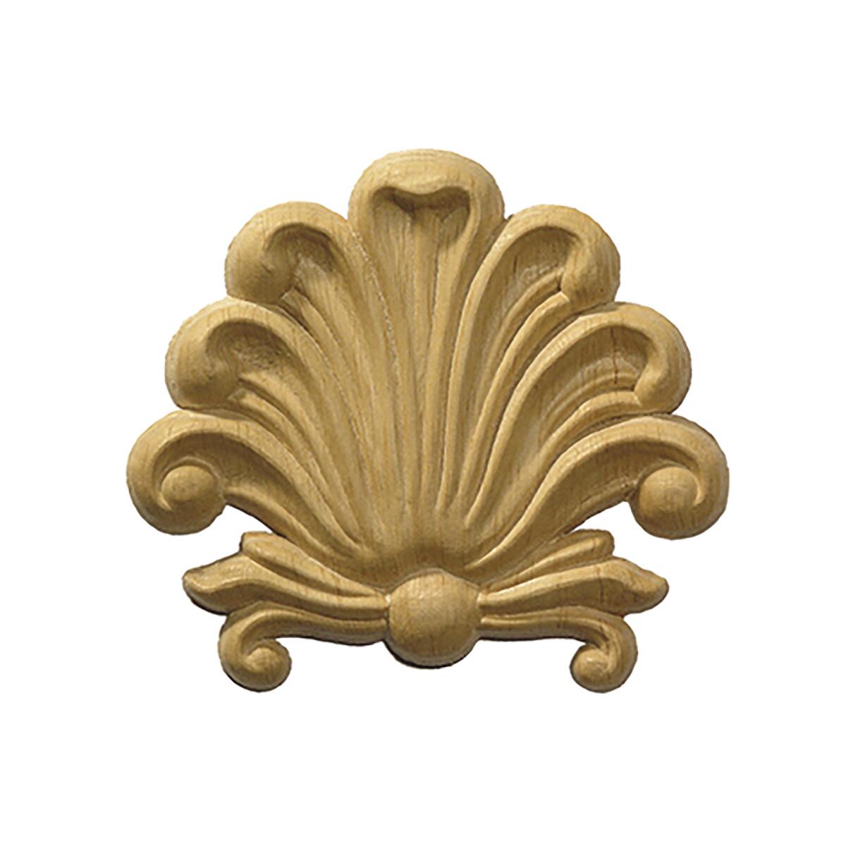 Fregio triangolare in pioppo grezzo decoro floreale 95 x 105 x 8 mm, 2 pezzi - 2