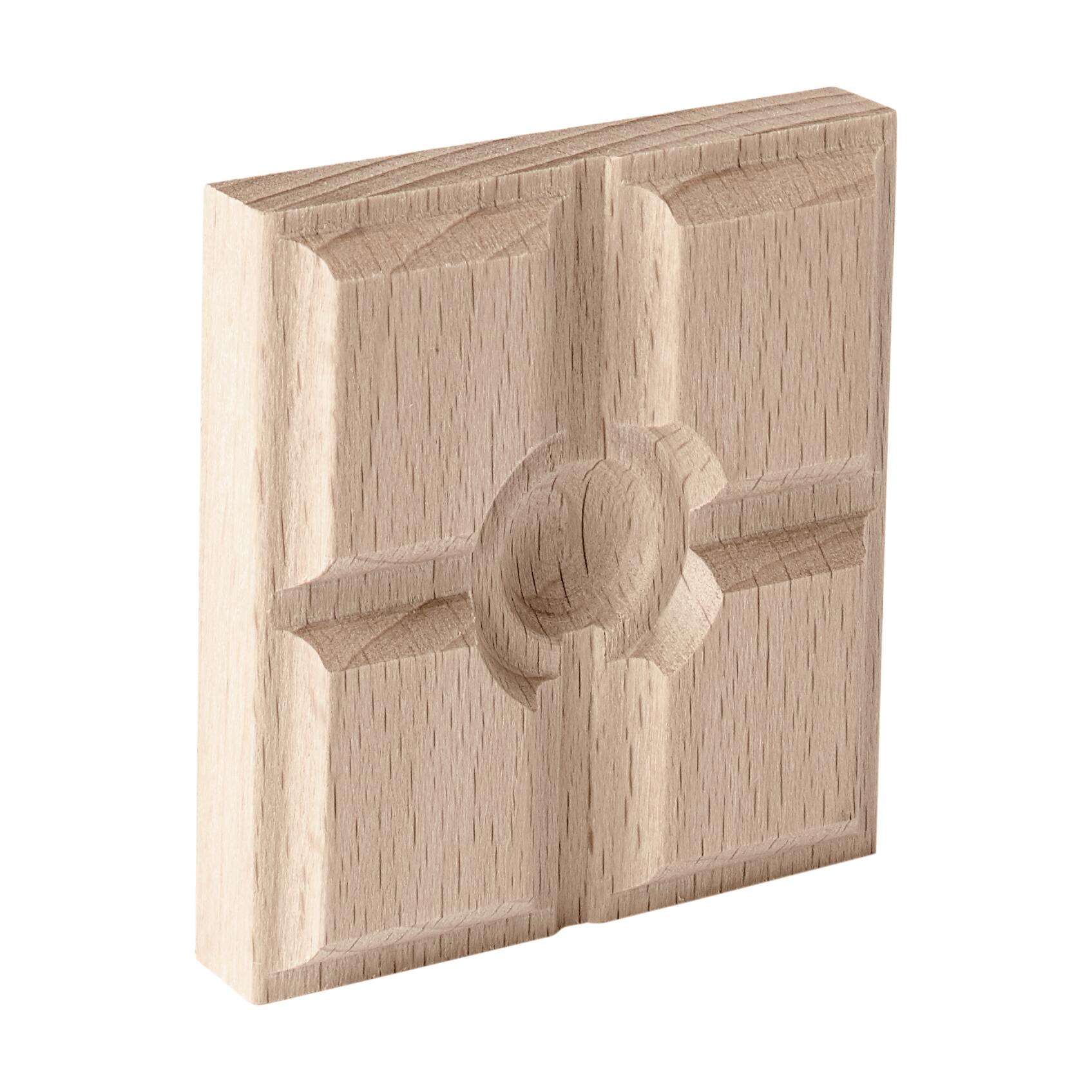 Fregio quadrato in faggio grezzo decoro geometrico riquadri 50 x 50 x 10 mm - 3