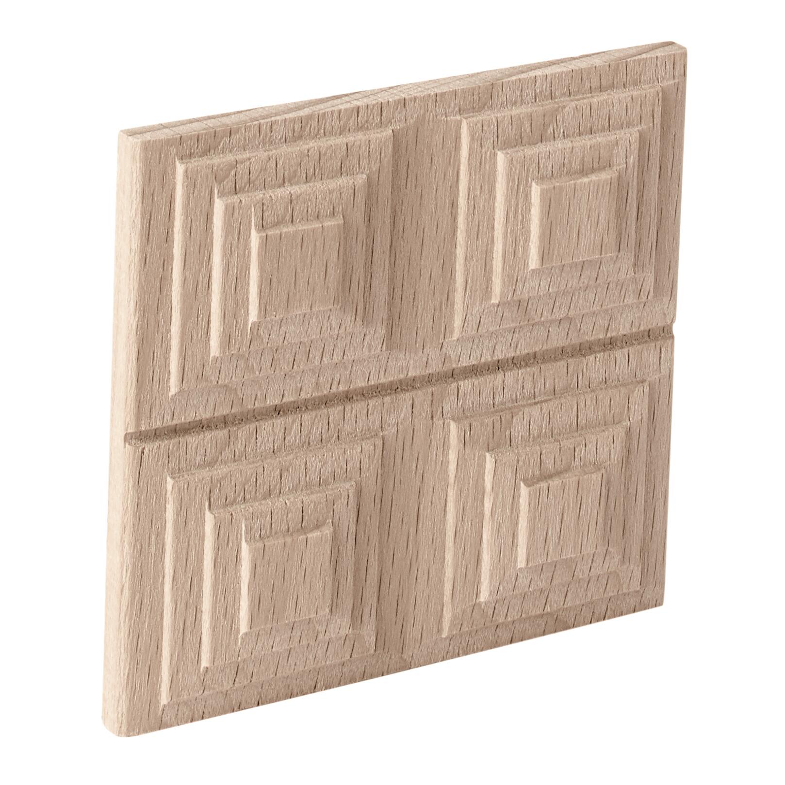 Fregio piramide in faggio grezzo decoro geometrico piramide 60 x 60 x 10 mm - 2