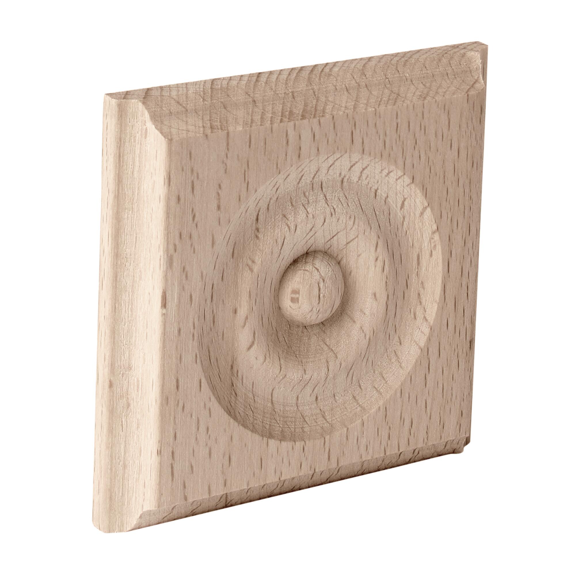 Fregio in faggio grezzo decoro geometrico multi cerchio 70 x 70 x 10 mm - 3