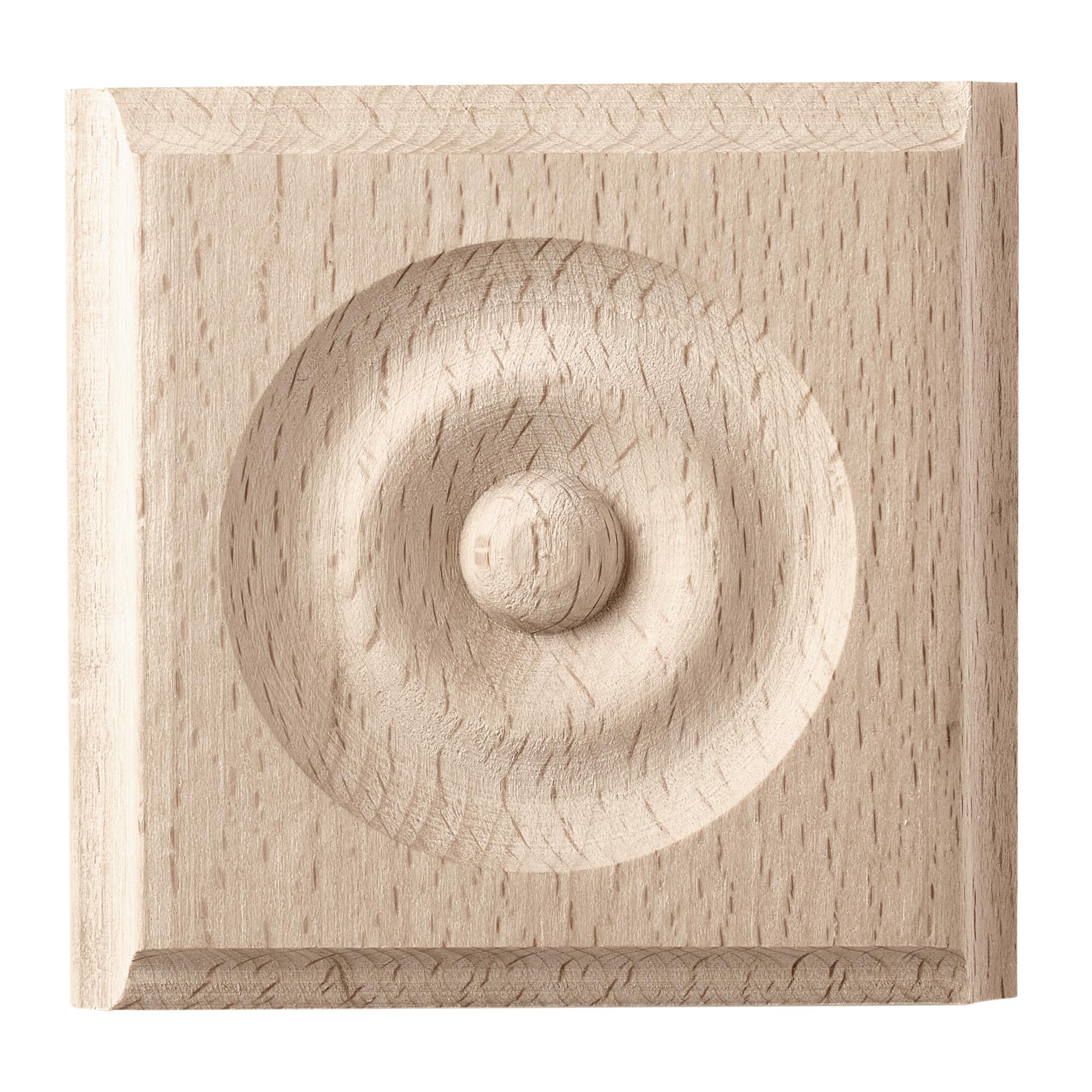 Fregio in faggio grezzo decoro geometrico multi cerchio 70 x 70 x 10 mm - 2