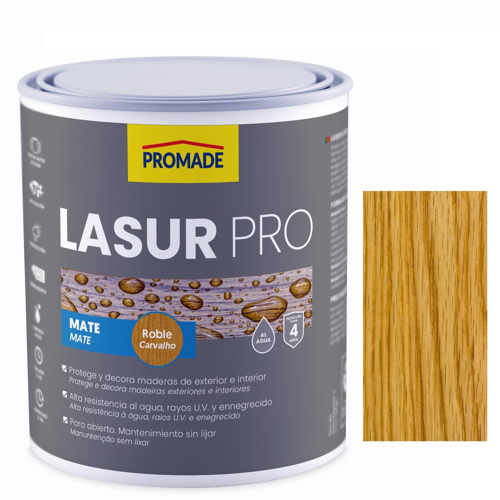 Lasur protector pro al agua mate promade 750ml roble