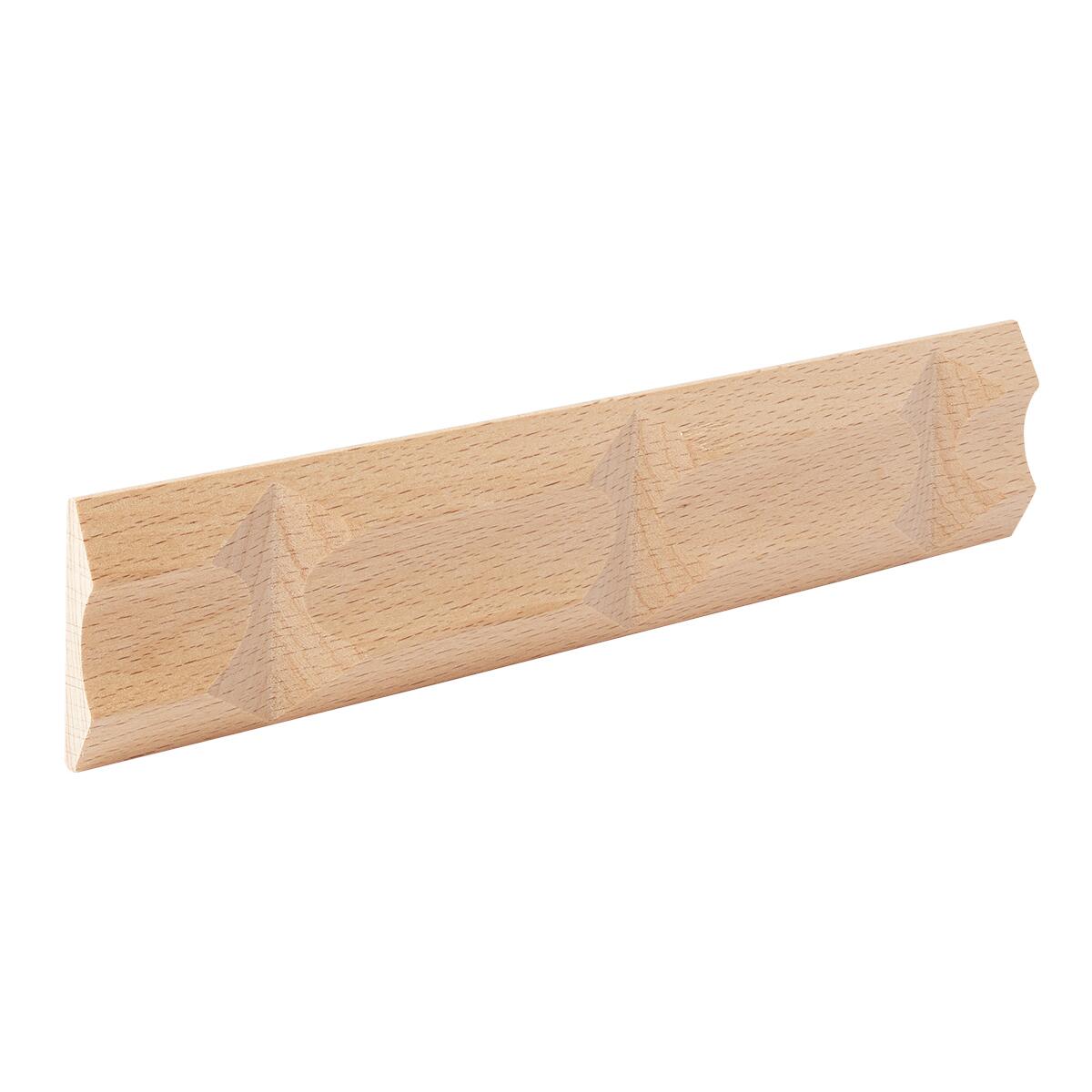 Asta rettangolare in faggio scolpito decoro quadrotti 2440 x 40 x 8 mm - 2
