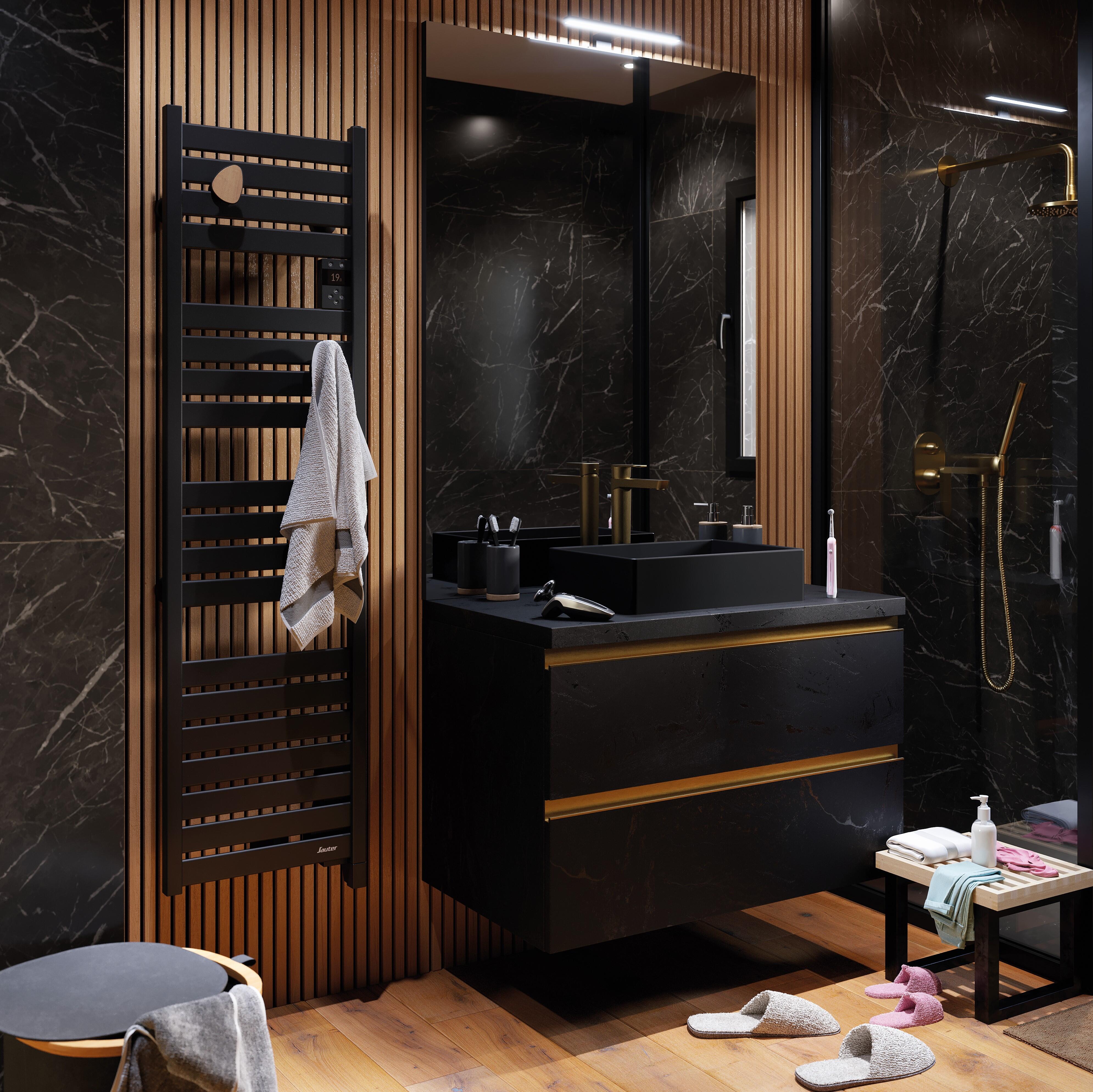 Patère galet pour sèche-serviettes, bois anthracite - 2