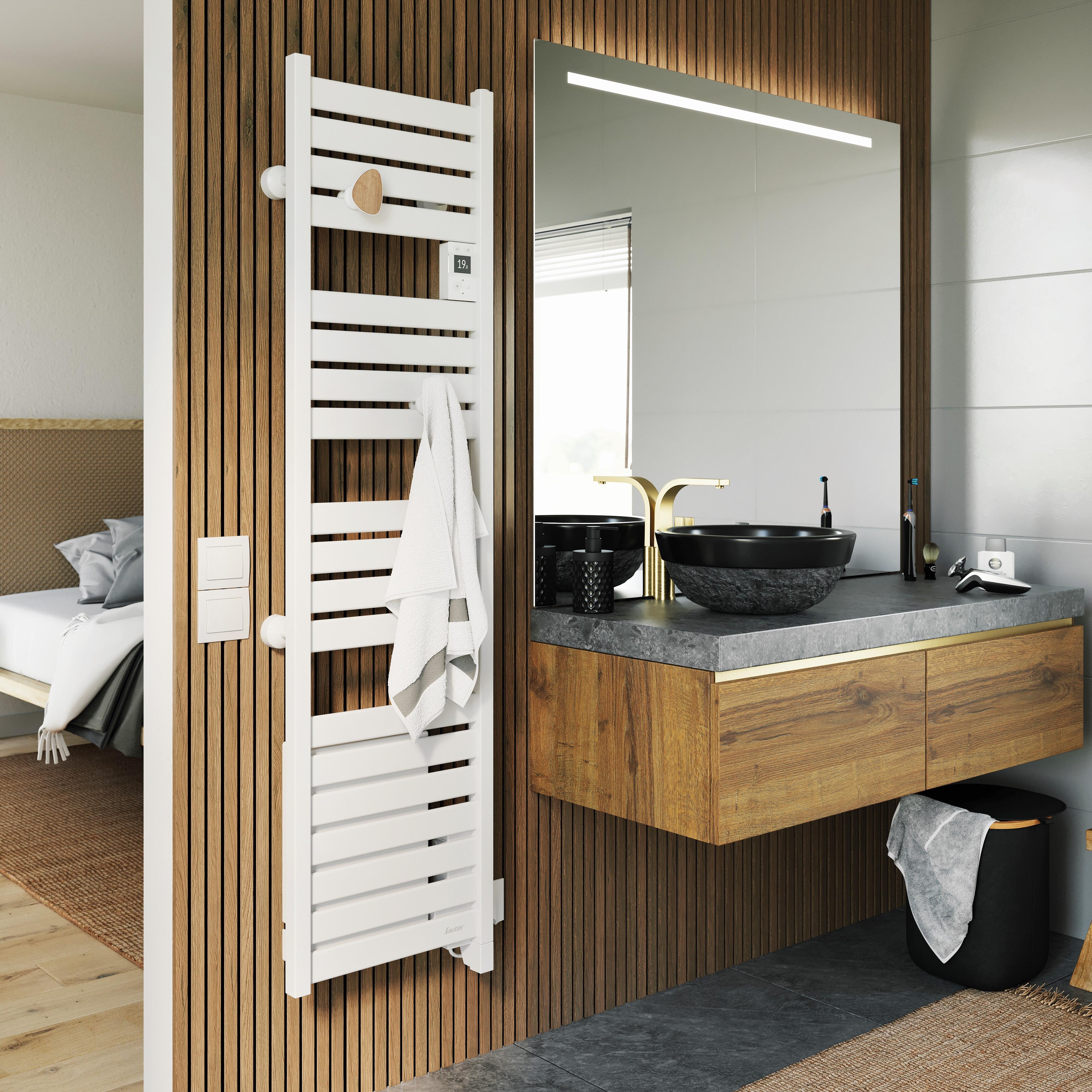 Patère galet pour sèche-serviettes, bois blanc - 2