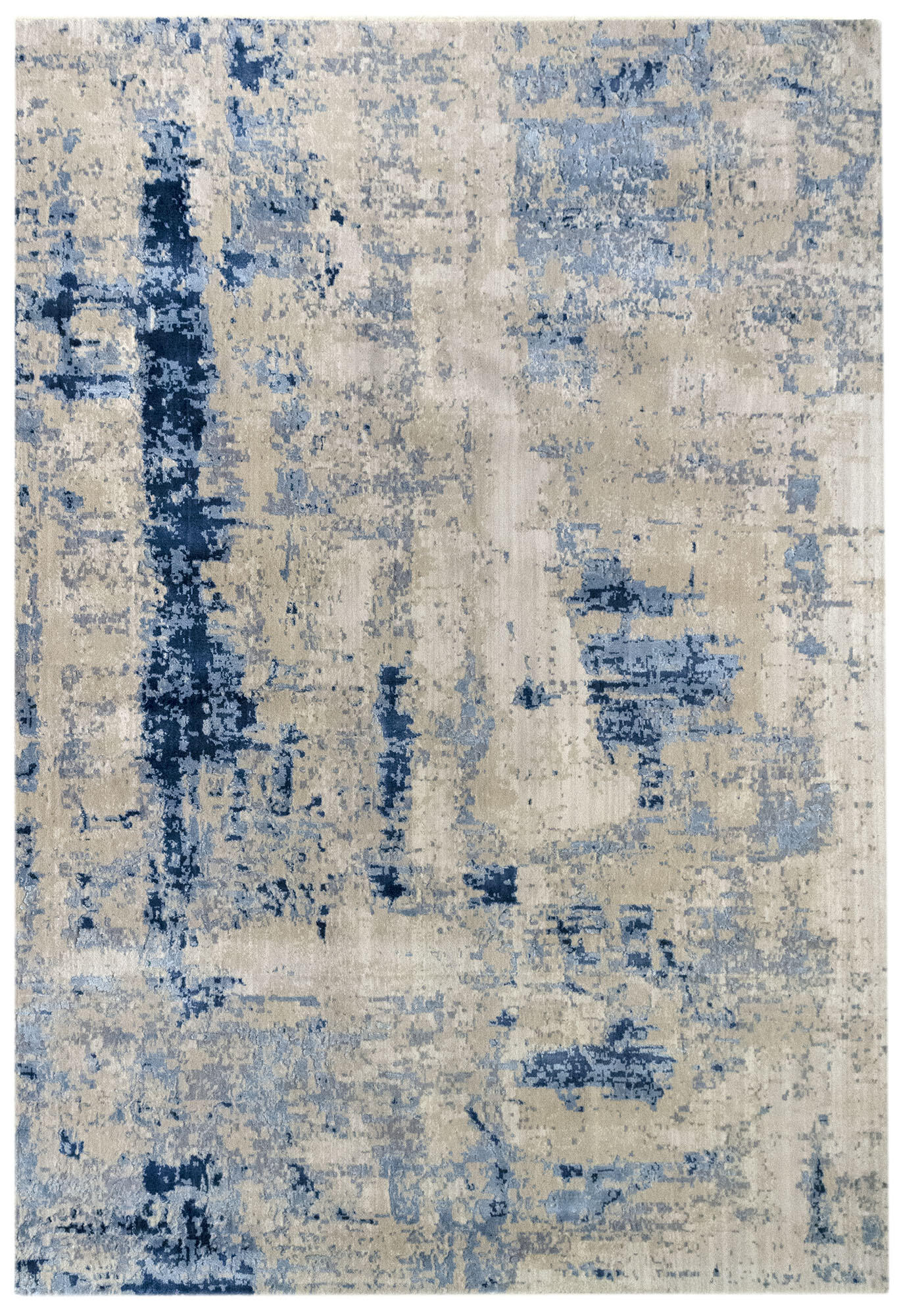 Alfombra lana pelo medio alpes beige azul 160x230cm