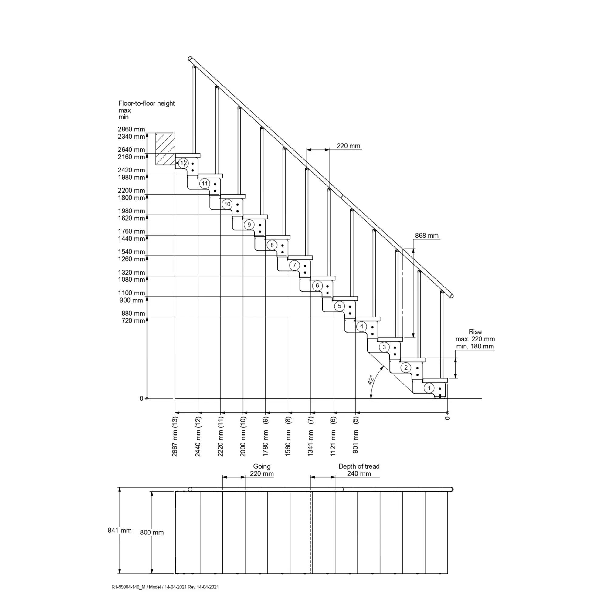 Schody modułowe zewnętrzne proste 4 stopnie krata metalowa Gardentop Dolle - 4