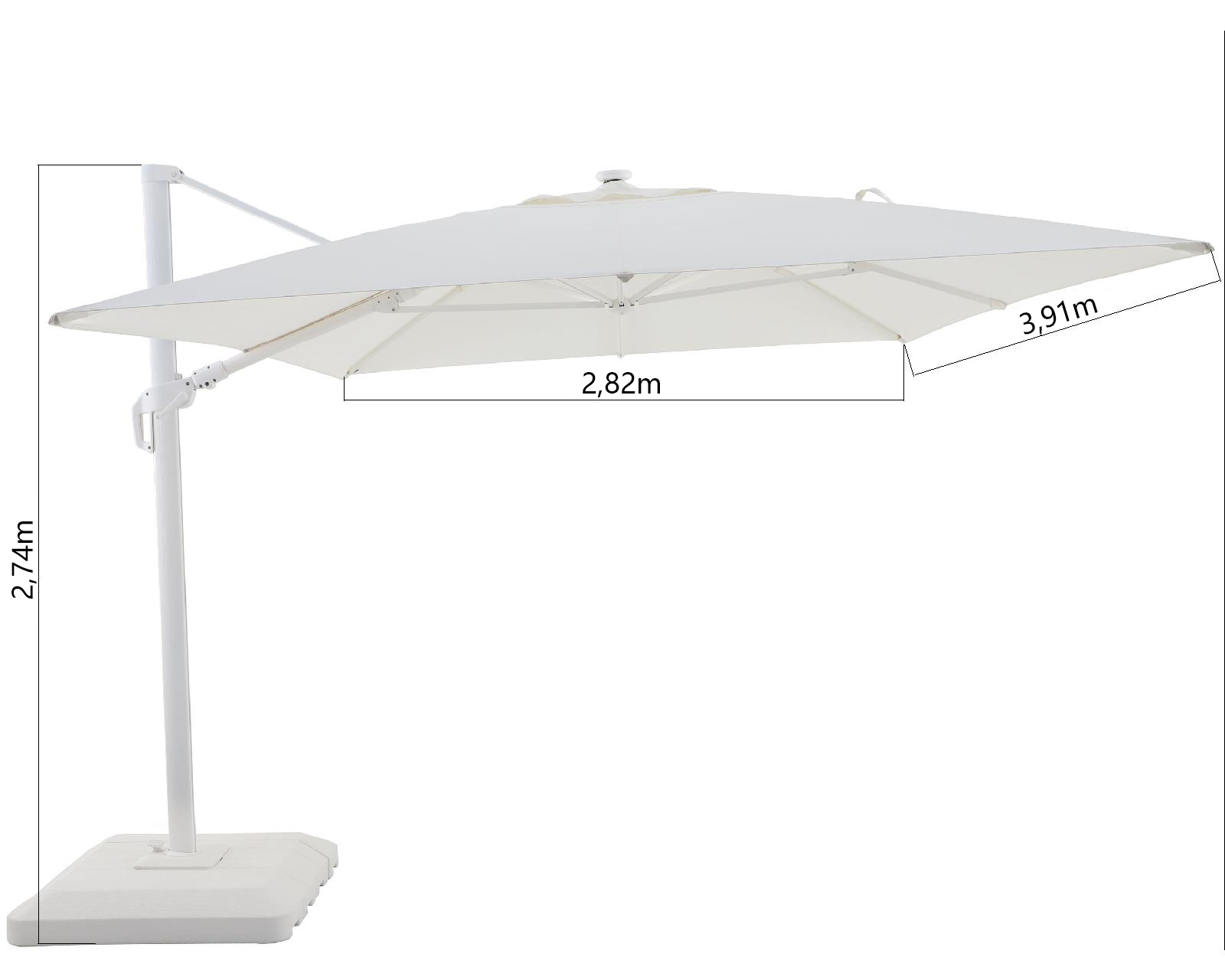 Parasol déporté rectangulaire blanc Sonora II NATERIAL L.390 x l.280 cm - 5