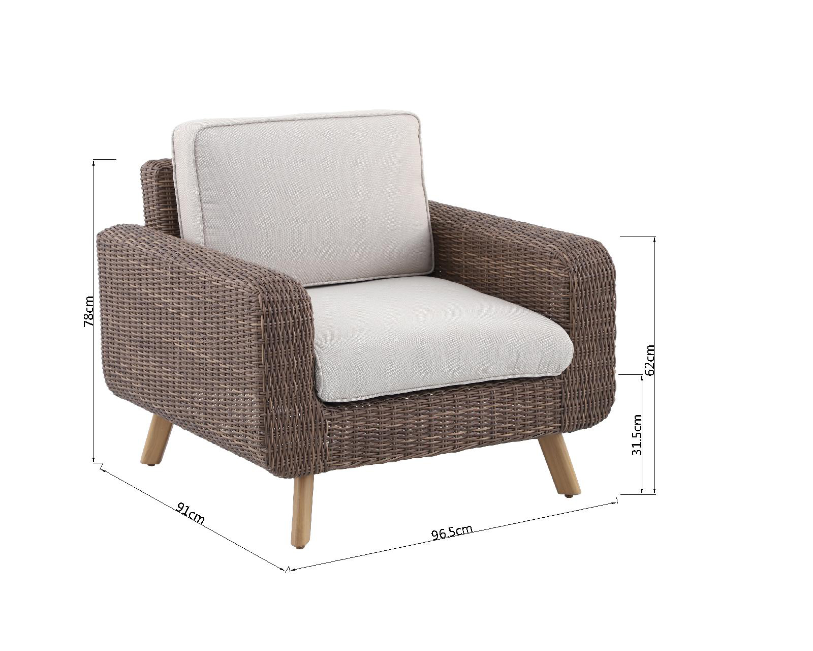 Cadeirão jardim com almofada rattan castanho Nerea Naterial - 8