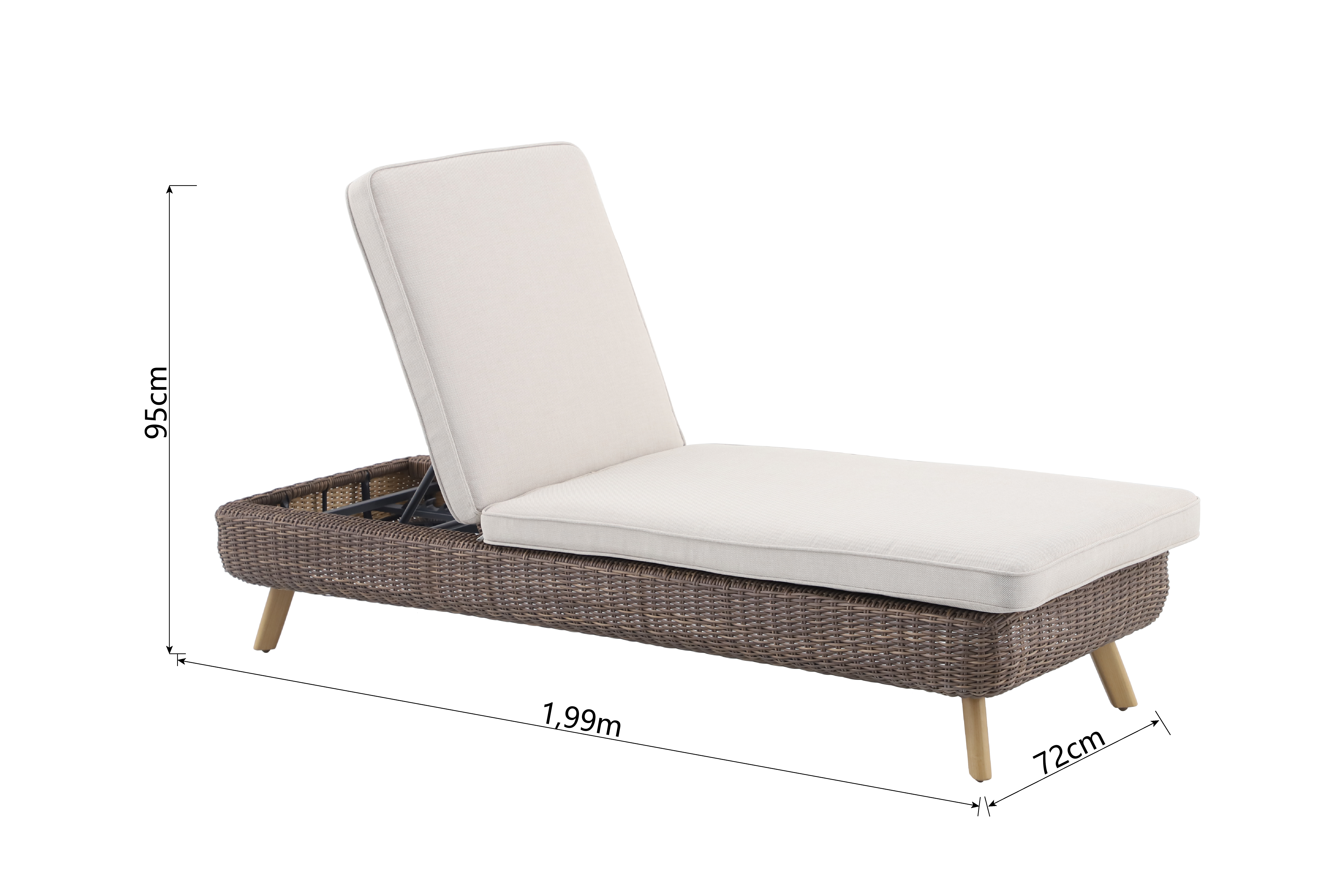 Bain de soleil en résine tressée en aluminium effet bois Nerea NATERIAL - 5