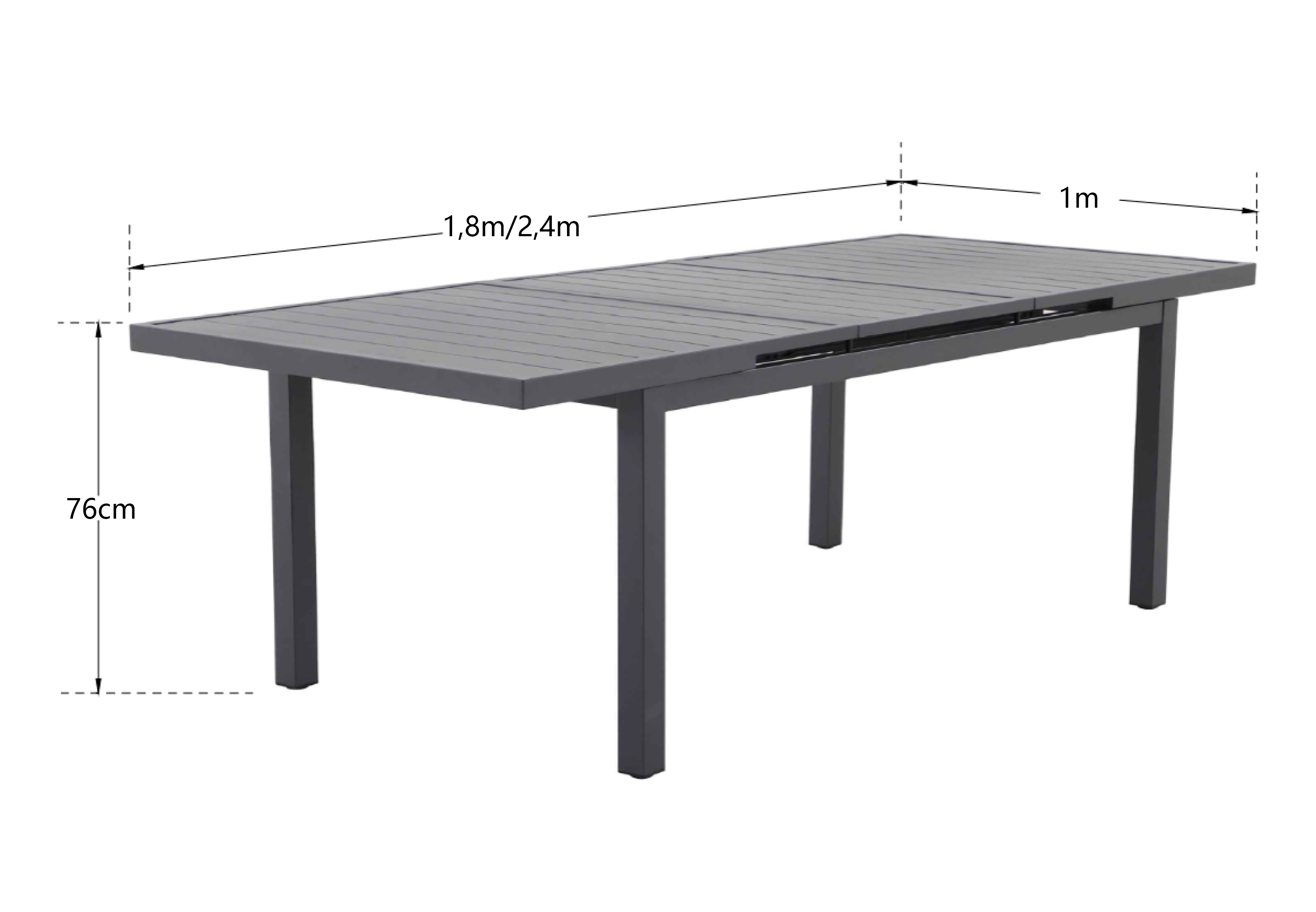 Tavolo da giardino allungabile Sanibel in alluminio grigio per 8 persone 180/240x100cm - 21