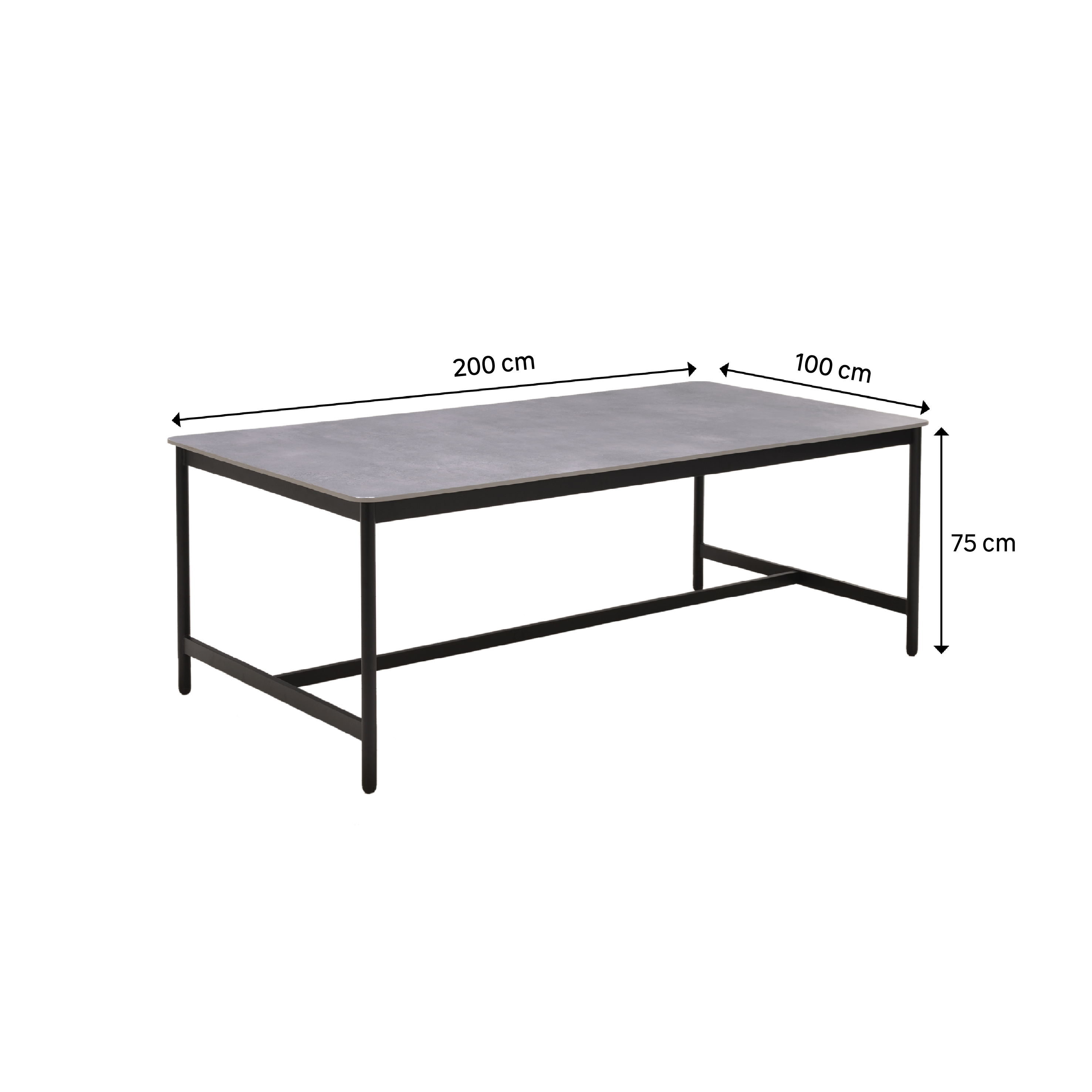 Mesa para jardim retangular para 6 pessoas 200x100 cm preto Naterial Idunn - 9