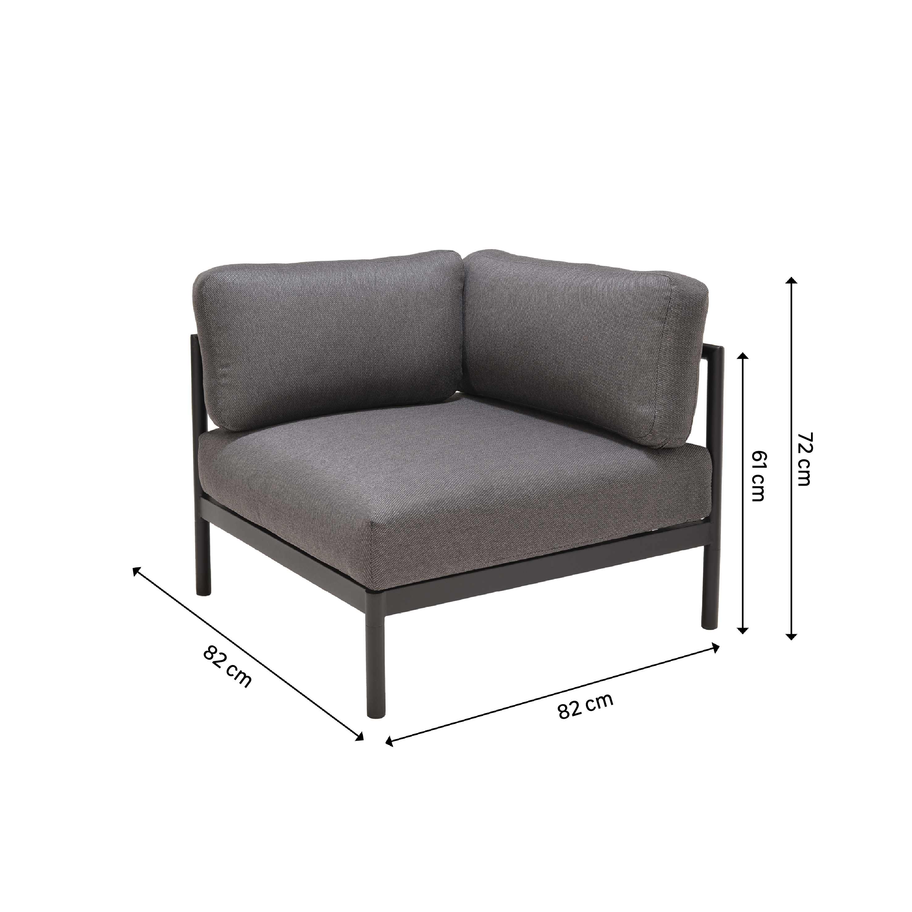 Módulo sofá de jardim com almofada preto Idunn Naterial - 10